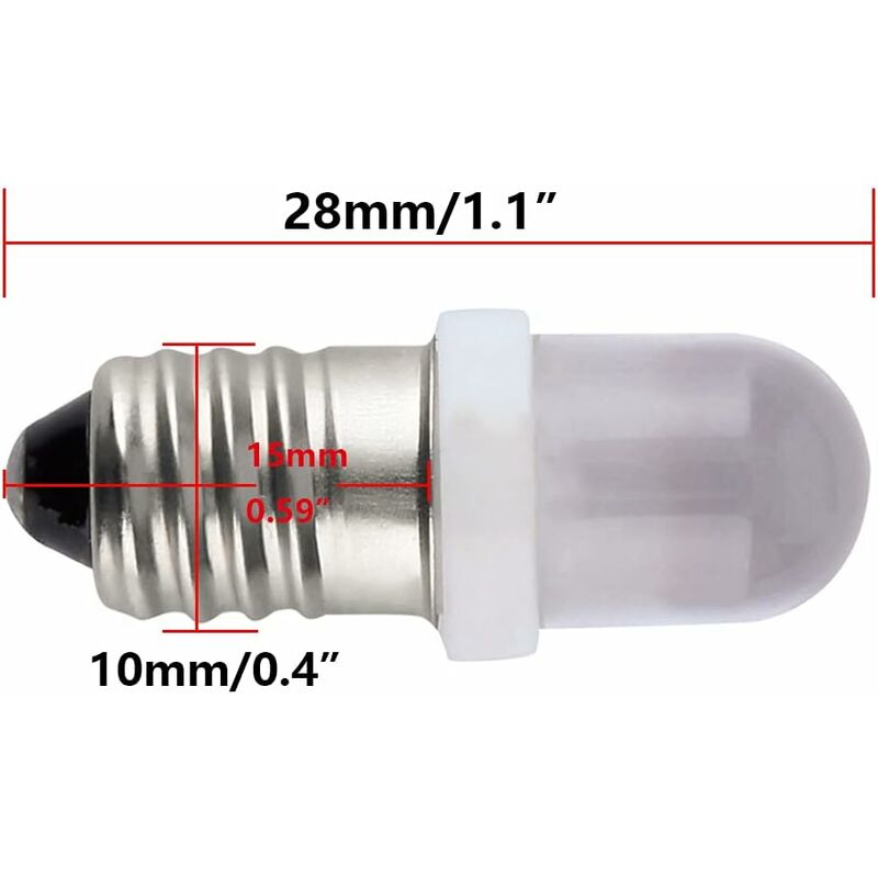 Ersandy 10 pcs E10 12V Spot LED Bulb Lamps Warm White — image 3