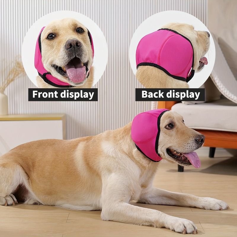 2pcs Adjustable Dog Ear Protectors Noise Cancelling Anti-Anxiety Design for Thunderstorms Fireworks Travel Comfort Fit Medium Large Breed Dogs 251S dark pink + — image 5
