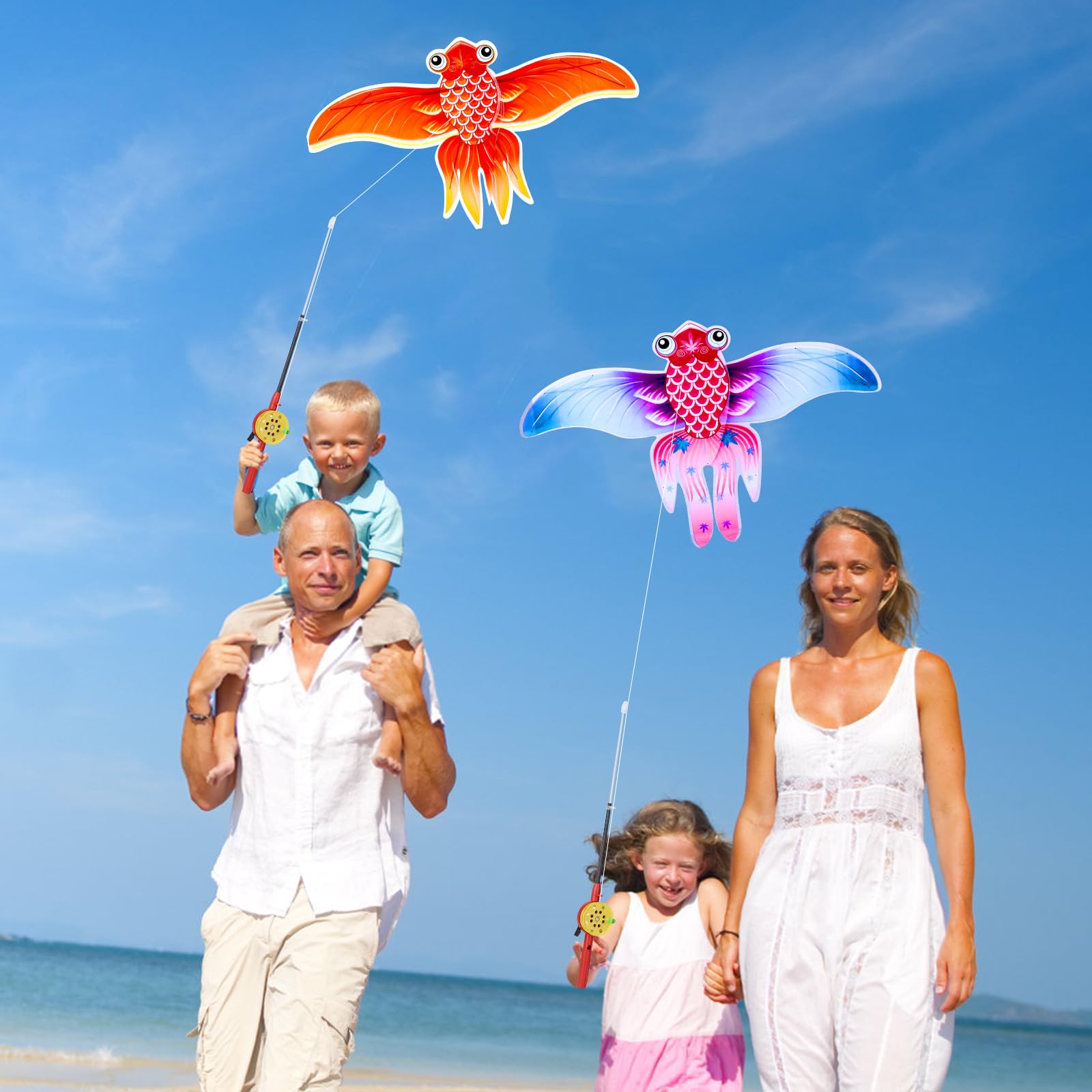 Kids’ Mini Fishing-Rod Kite Set – 3-Pack Fish Designs, Easy-Grip Reel Handle, Adjustable Line, Lightweight & Durable for Outdoor Play, Perfect for Beginners — image 2