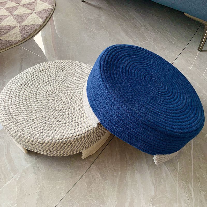 Blue and White Chic Two-Tone Woven Cotton Rope Cat Bed - Cozy Handmade Pet Nest & Storage Basket โ image 4