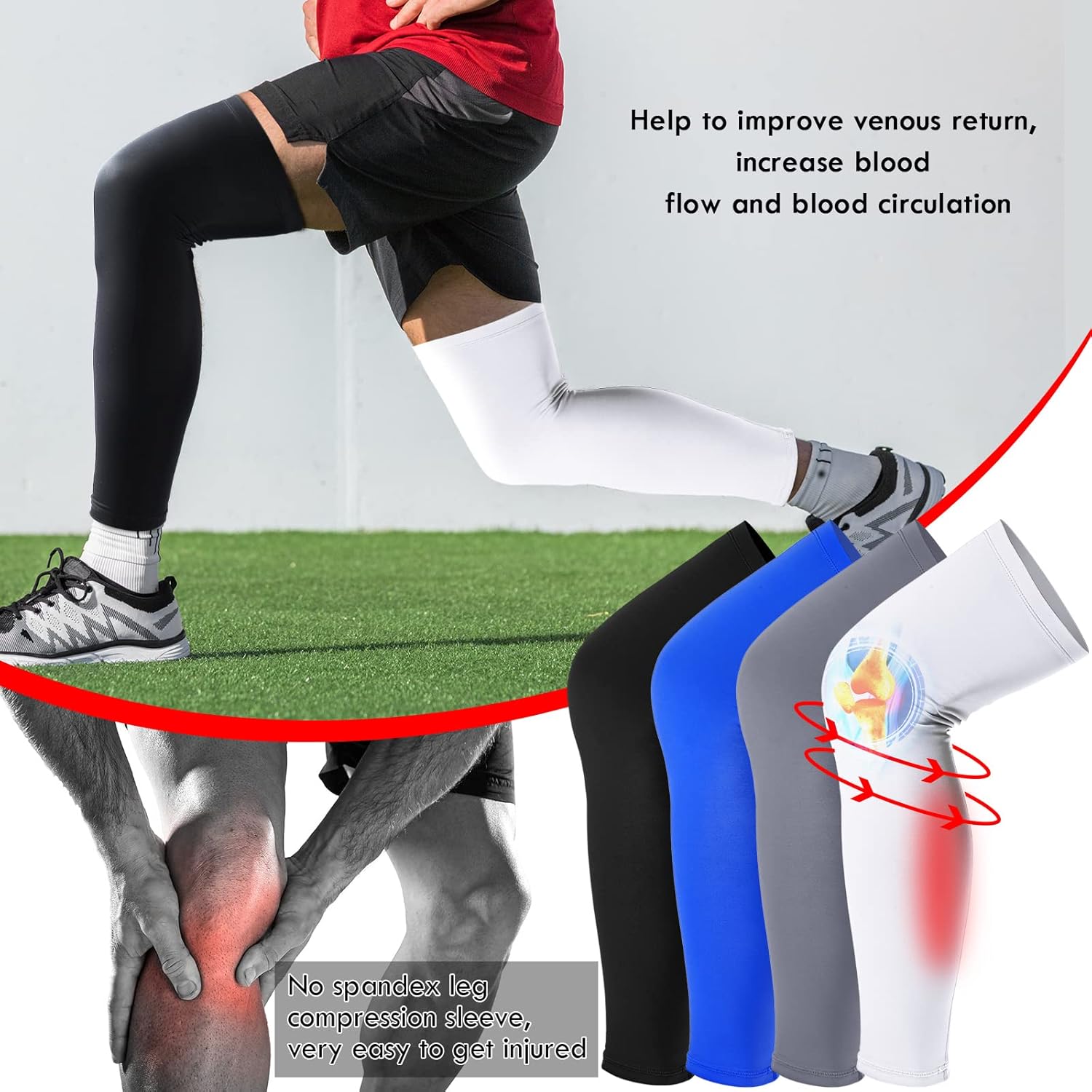 Leg Sleeves Compression Long Knee Sleeve UV Protect for Men Women Sport Basketball Football โ image 5