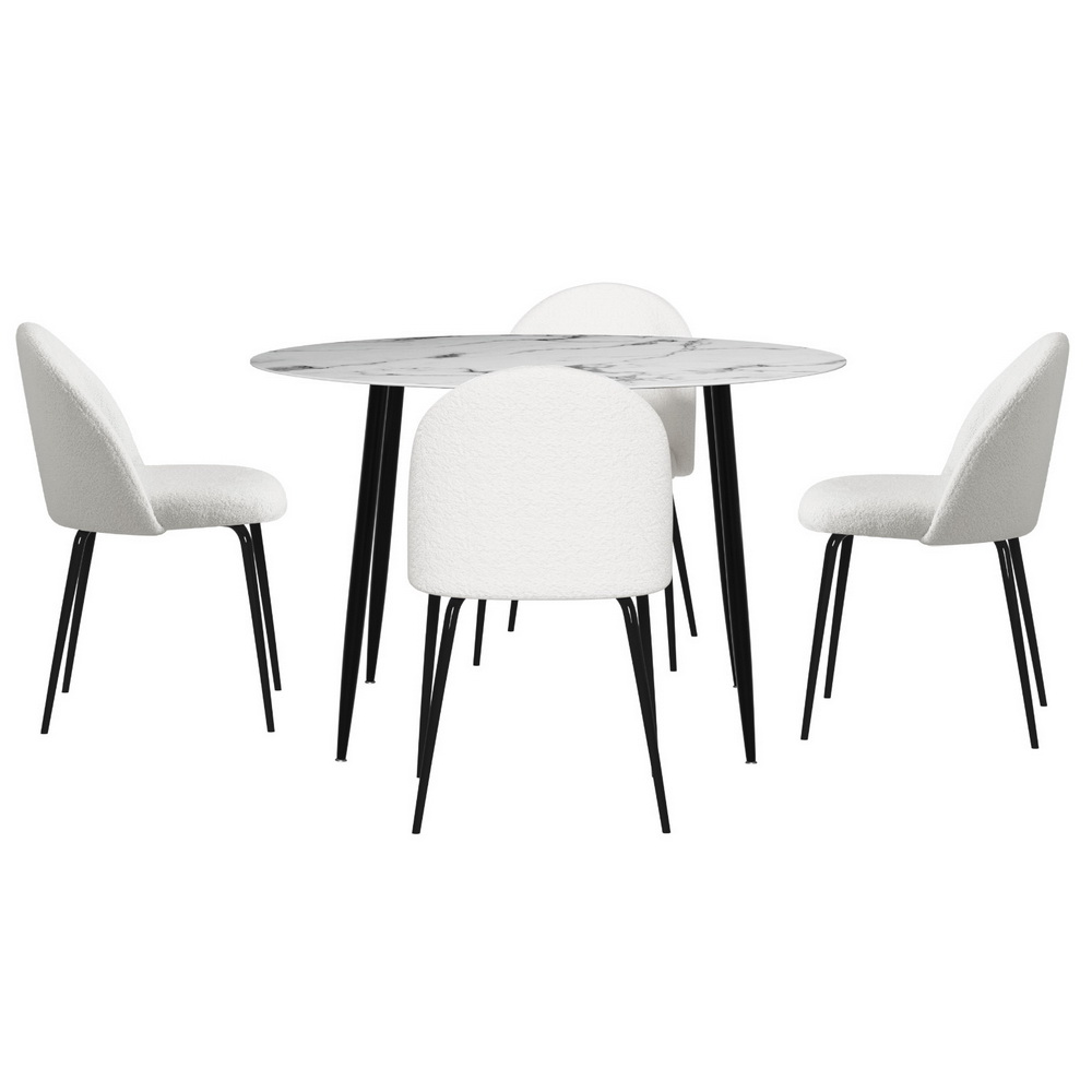 1 Artiss Dining Table and 4 Chairs Set Marble White — image 3