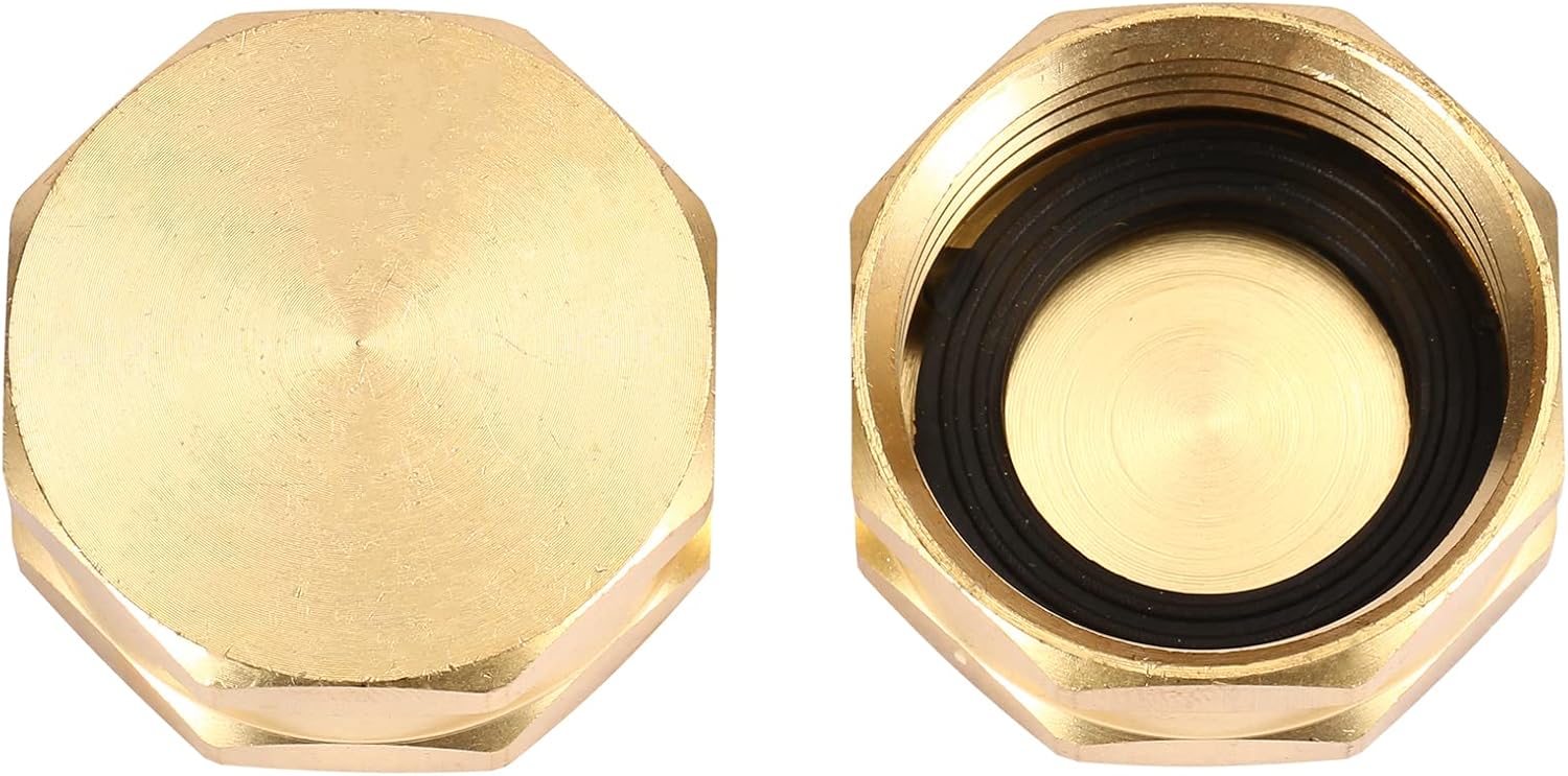 2 Pack Garden Hose End Caps with Washers, Brass Spigot Cap, 3/4" Female End Cap โ image 3