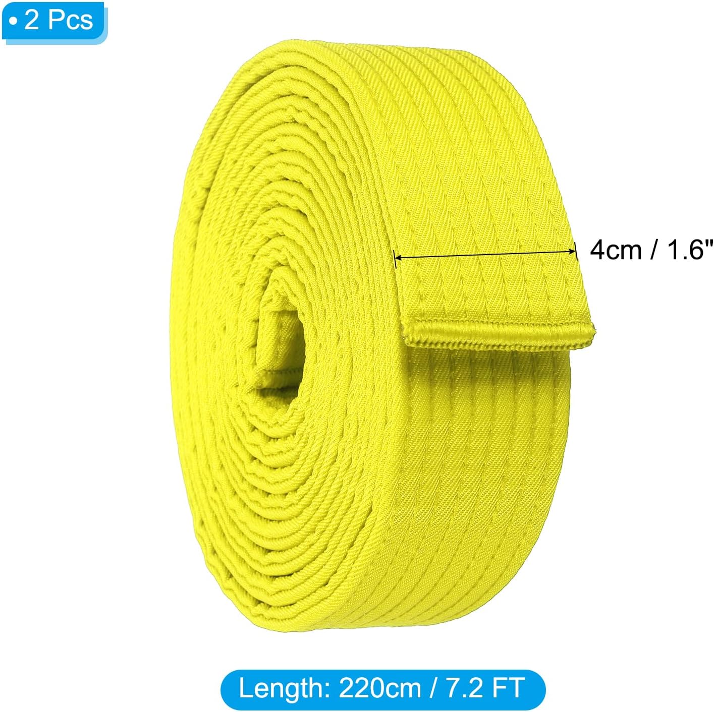 Taekwondo Colored Ranking Belts, Polyester Martial Arts Judo Karate Belt for Coach Teaching Practice Yellow 1.6IN x 7.2FT โ image 2