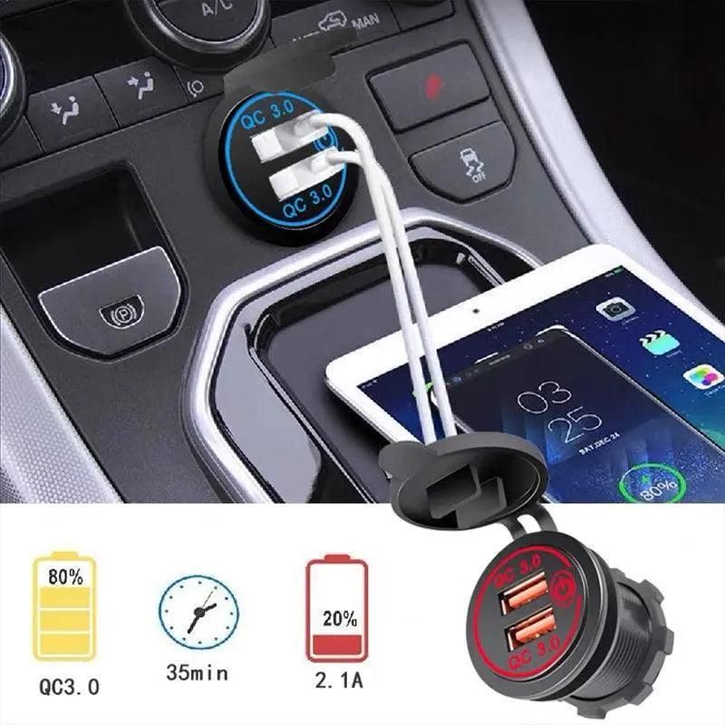 1× Dual USB Car Charger QC 3.0 Quick Charge 12V-24V Power Outlet - Red — image 5