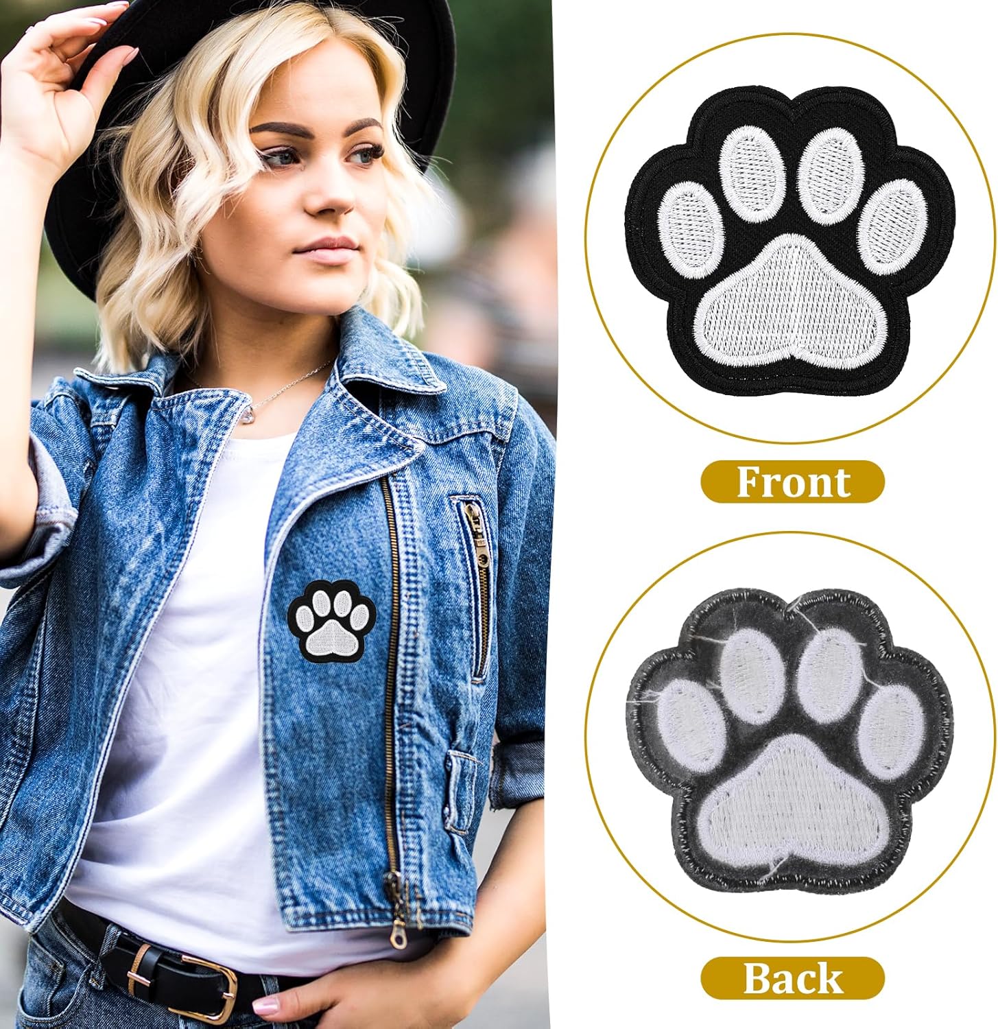 12 Pcs Cute Paw Print Iron on Patches, Self Adhesion Paw Print Applique Sewing Chenille Patches Embroidery Applique Patches Badge for Clothes Jeans Backpacks — image 3