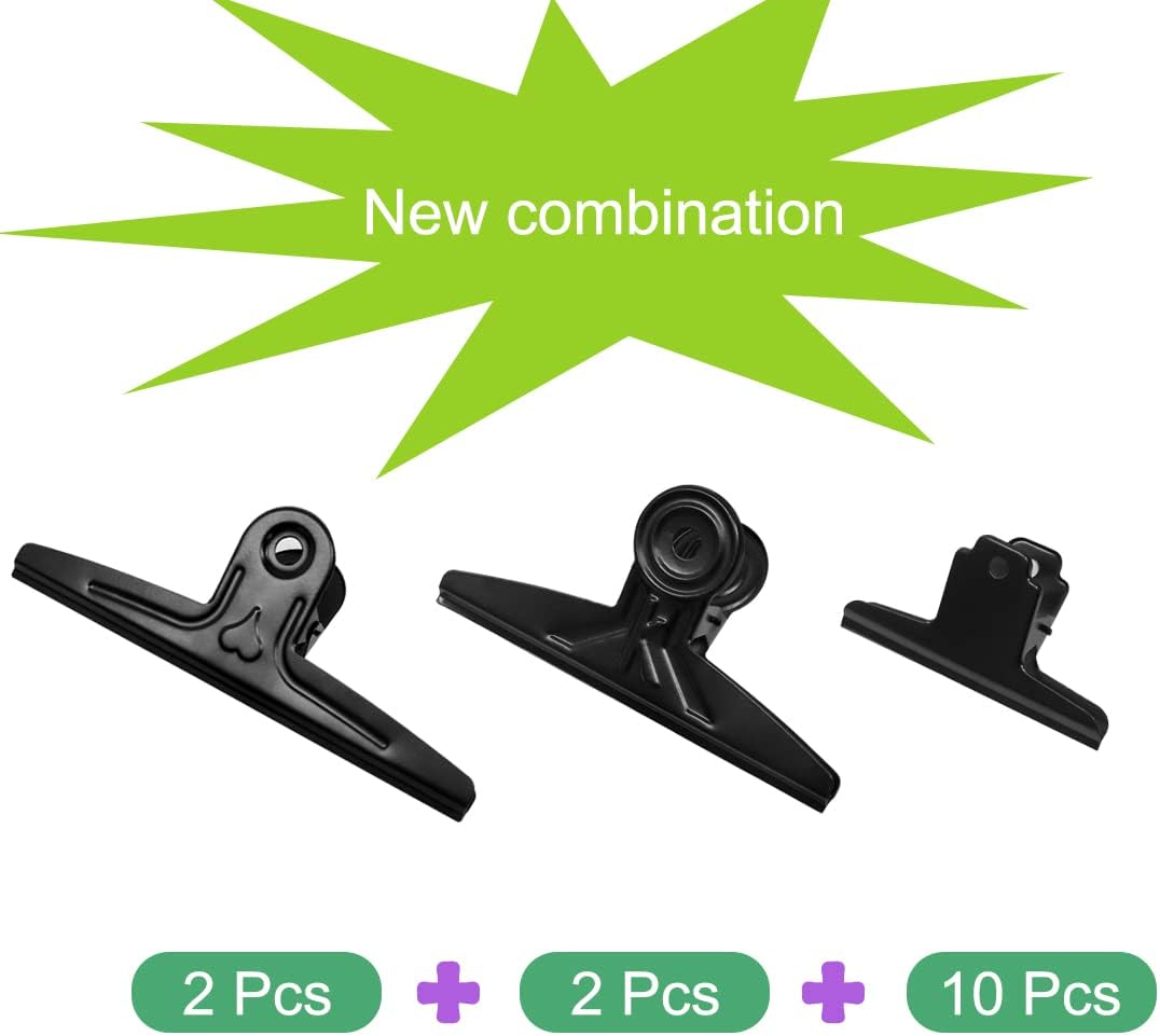 Large Bull Clips Black, 14 Pcs XL Steel Binder Paper Clips Clamps for Office, Drawing Board, Food Bags (Square) — image 2