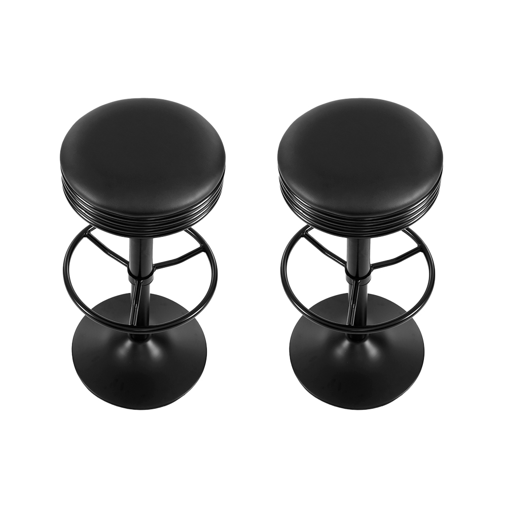 Artiss 2x Bar Stools Leather Padded Gas Lift Black — image 3