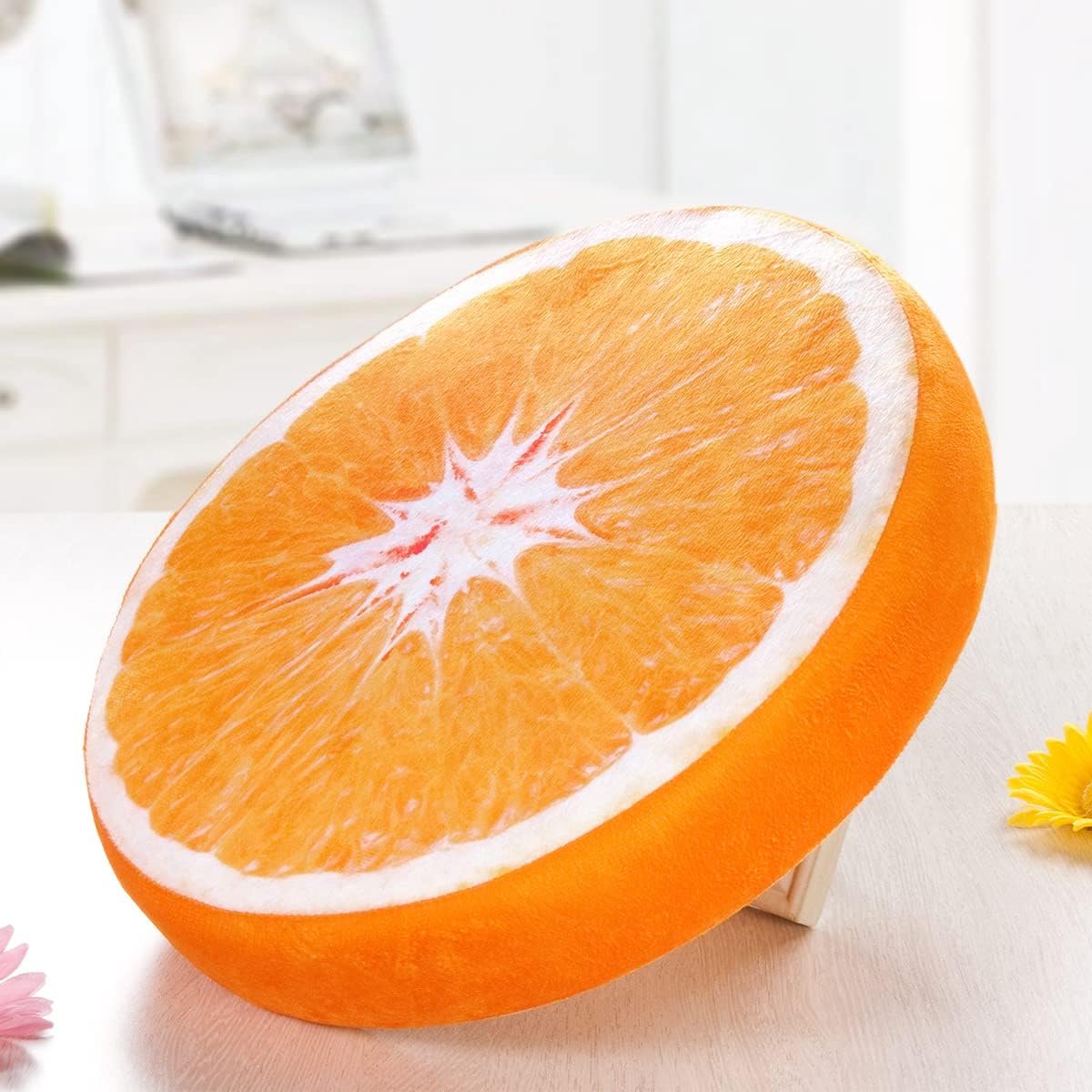 Round decorative cushion - soft filled cushion - play cushion - 40 cm - orange - suitable for sofas, chairs, floors, armchairs — image 6