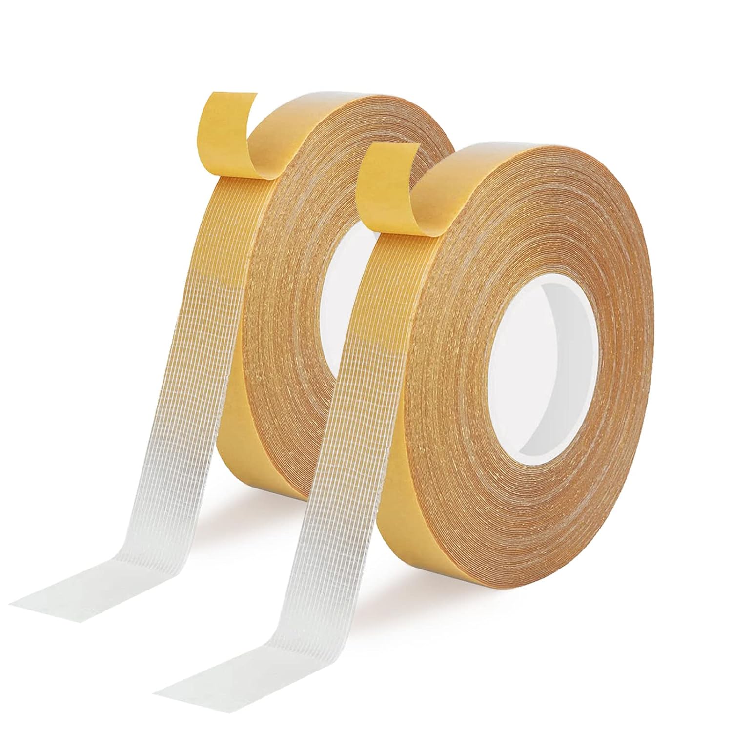 Rol 0.6" x 66' double-sided, strong super sticky fabric tape - clear adhesive for carpet, walls, floors, rugs, craft supplies - wide mounting (2