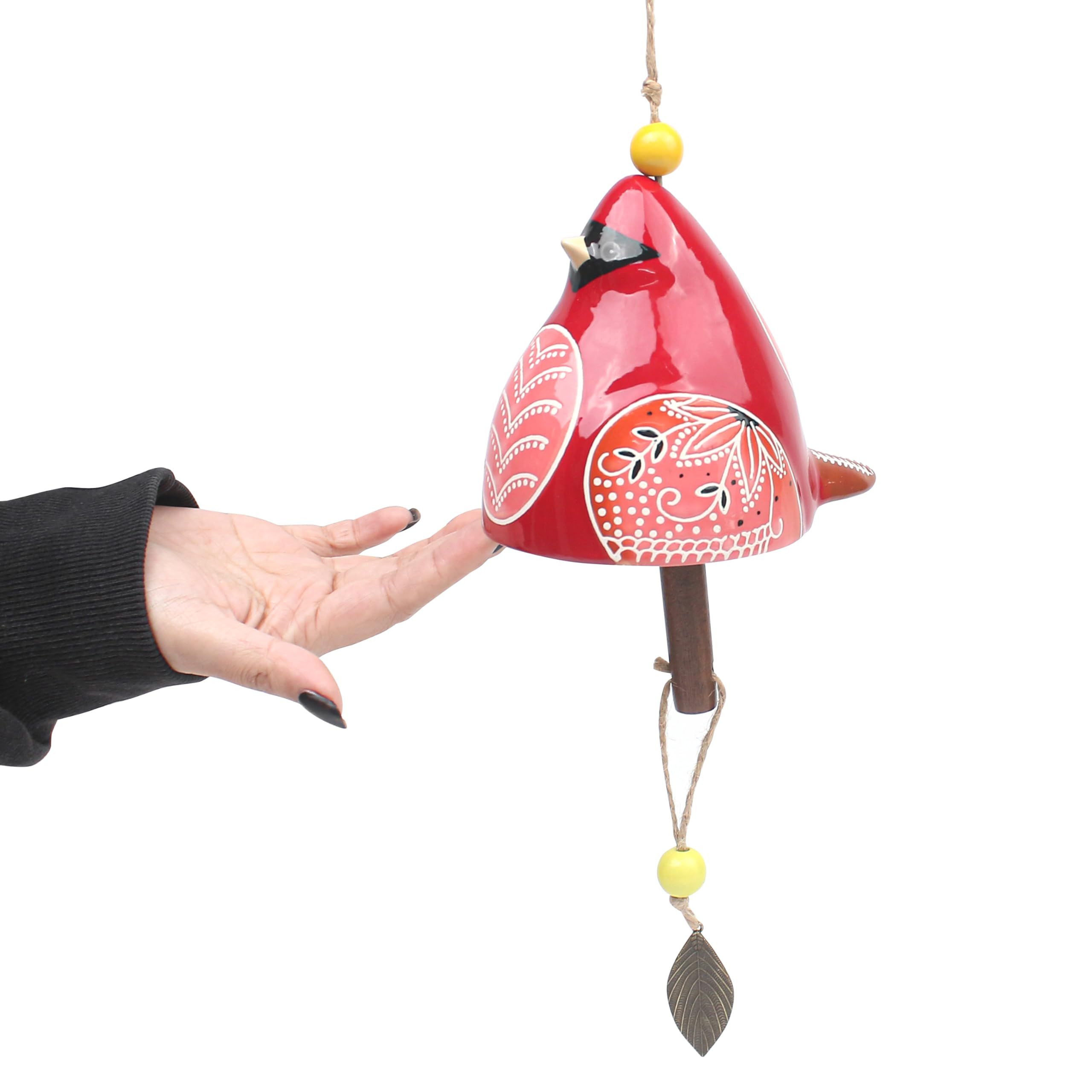 Bird Song Bell Wind Chime, Windchimes for Rustic Music Garden Backyard Church Decoration Porch Outside Outdoor Festival Memorial Gift (Red,12 × 11 × 9cm)