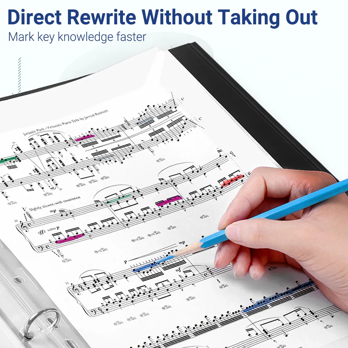 A4 Piano 4 Page Music Sheet Folder Binder Replaceable Inner Core Durable Use — image 6