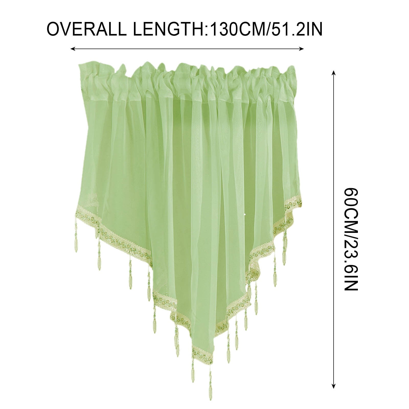 Sheer Beaded Semi Voile Solid Vintage Valances Rod Pocket Curtains for Window Garden Bedroom Kitchen Cafe Farmhouse,Floral Sheer Lace Shade Window Curtain With — image 3