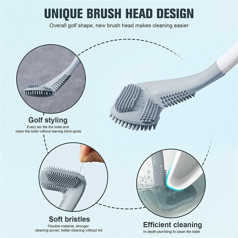 Golf Toilet Brush Long-Handled Toilet Brush Wall-Mounted Silicone Toilet Brush - Blue — image 6