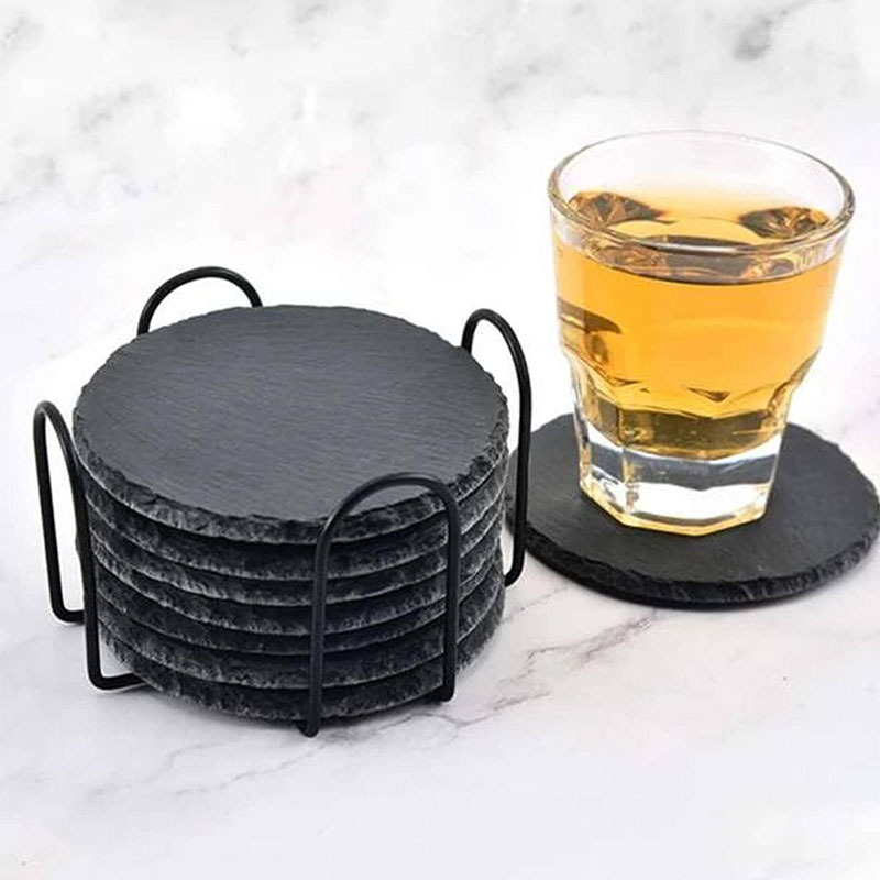 5-PCS Universal Black Metal Coaster Holder Iron Storage Stand for Round Square and Octagon Coasters Table Organiser โ image 3