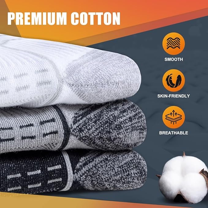 Hiking Socks - 5 Pair Set for Men and Women - Breathable Cotton Sports Socks - Anti-Blisters and Lined - Outdoor Activities — image 4