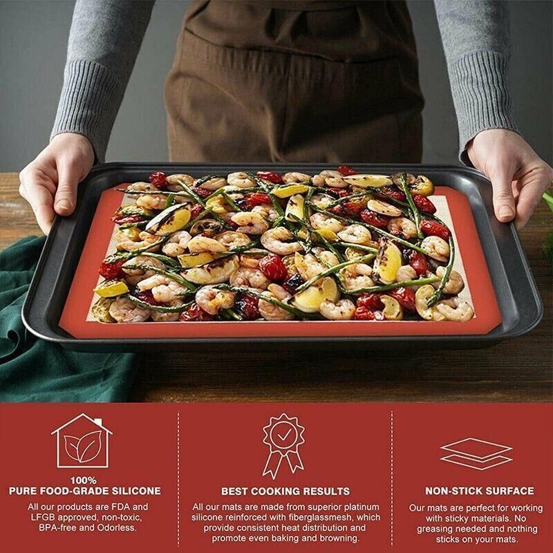 Silicone Baking Mat Non Stick Reusable Sheet for Pastry Dough Cookie Oven Bakeware - Red 2PCS(2*60X40CM) โ image 6