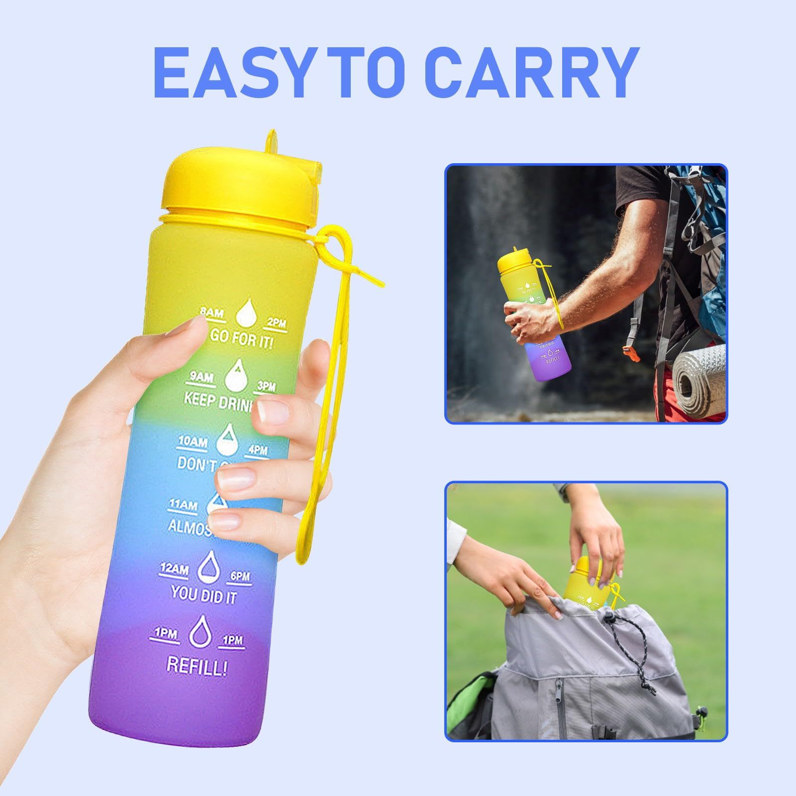 Travel Water Bottle Portable Hiking Water Bottle with Leak proof 22 OZ Reusable BPA Free Silicone Sport Water Bottles โ image 3