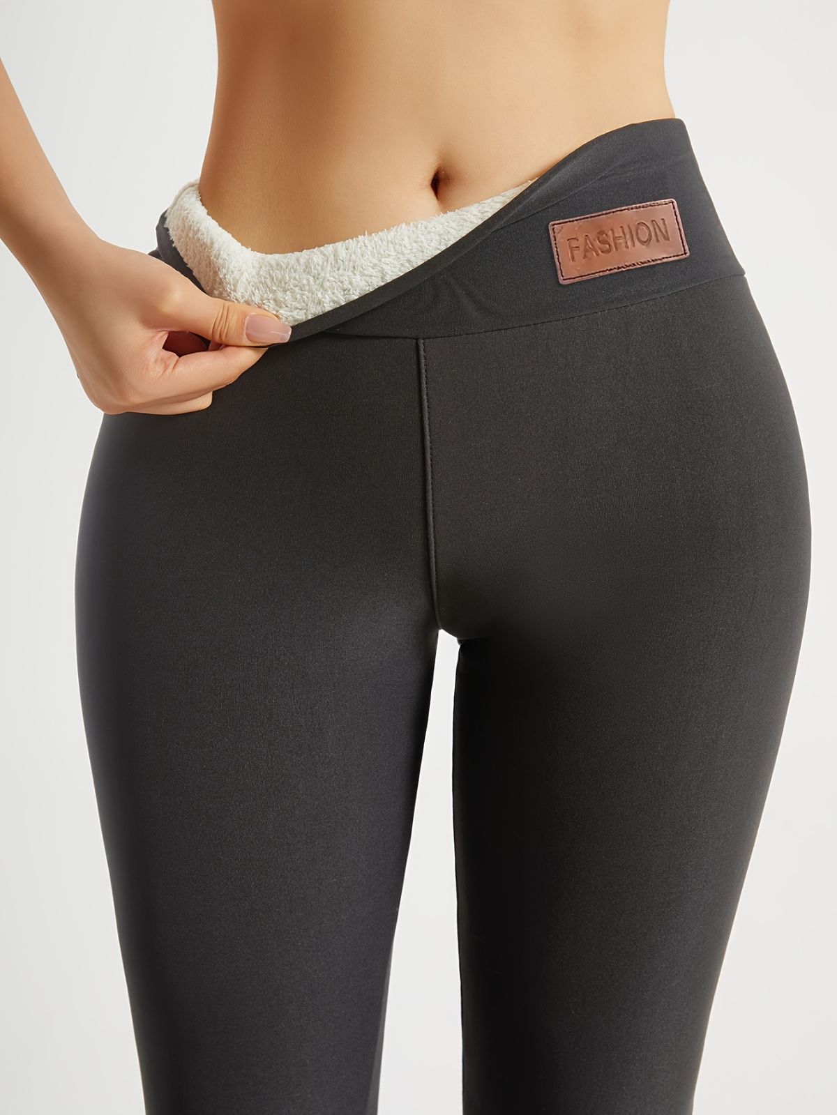 Solid Color Thickened Casual Sports Leggings - Gray - Size 16(AU16/EU44) — image 2