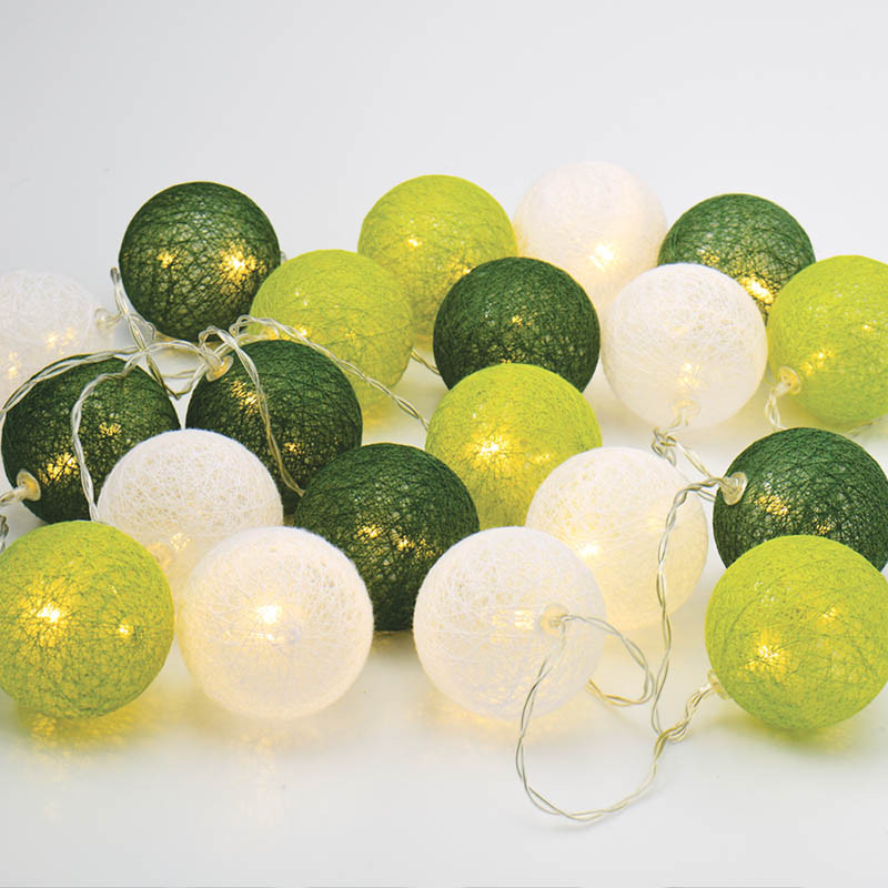 20 Ball Green 3m String Light Battery Box 5cm Cotton Ball Christmas Birthday Garden Special Occasion Decoration — image 5