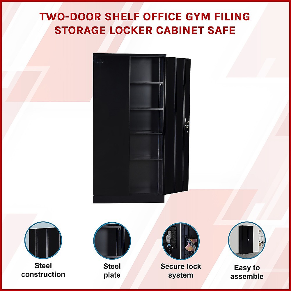 Two-Door Shelf Office Gym Filing Storage Locker Cabinet Safe โ image 3