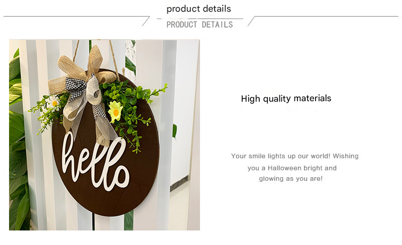 White Rustic 'Hello' Welcome Sign - Farmhouse Round Wooden Wreath for Front Door Decor โ image 2