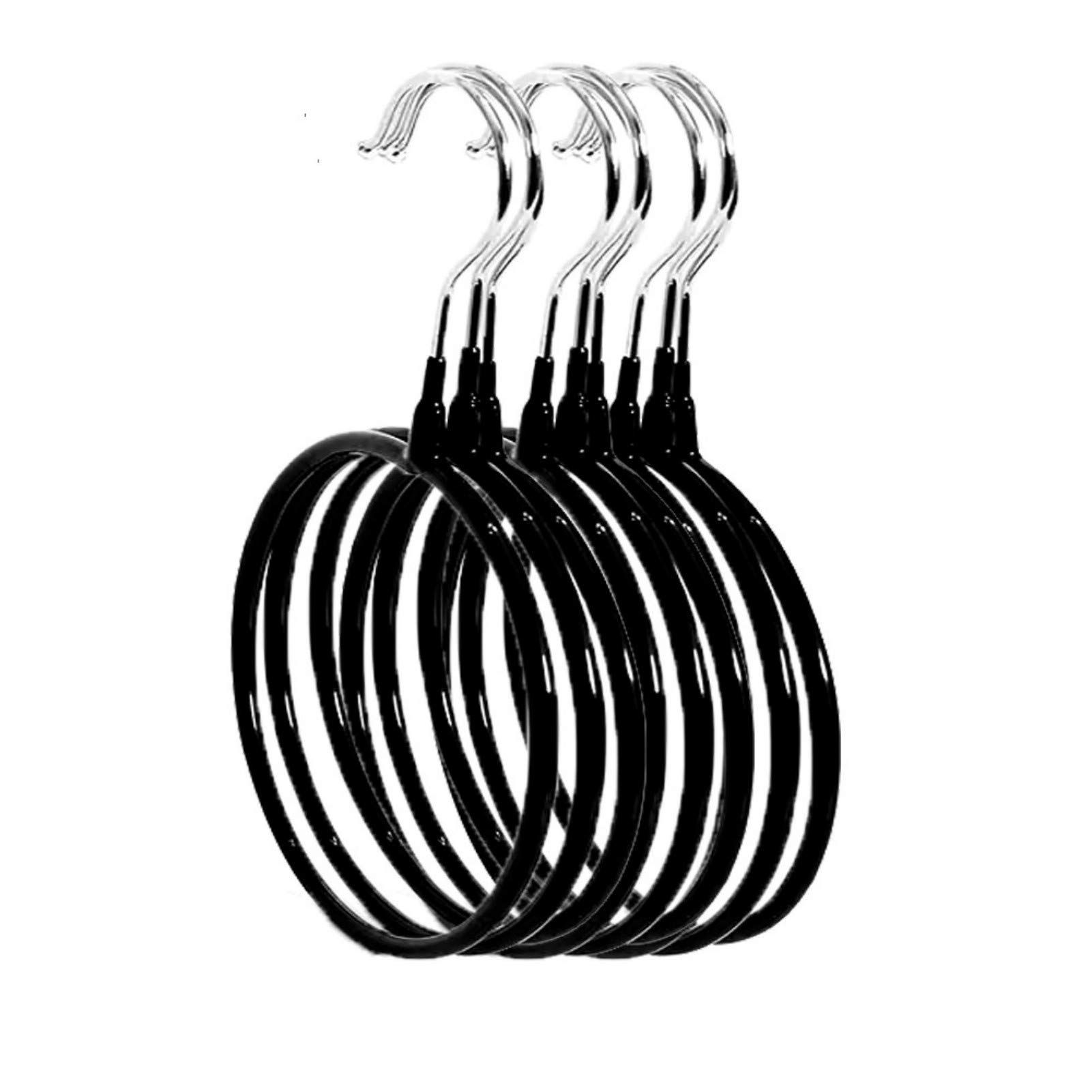 Belt/Scarf Hangers for Closet - 8 PCS Nonslip Space Saving Steel Tie Rings Holder Organizer for Neckties, (8 Pack, Black)
