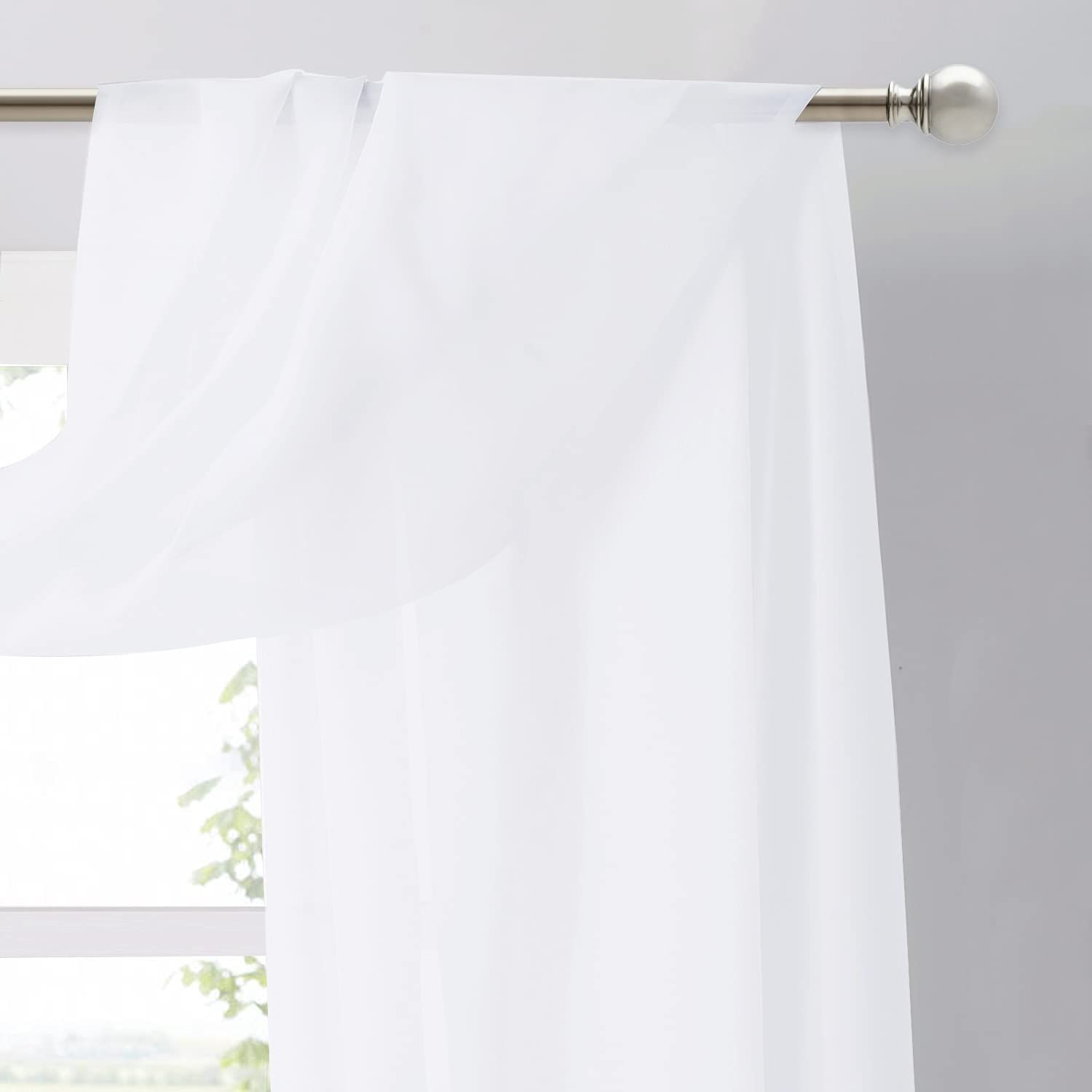 Canopy Bed Curtains Panels 236 - Home Decoration Sheer Voile Scarf Valance for Wedding (1 Panel, W60 x L236, White) โ image 5