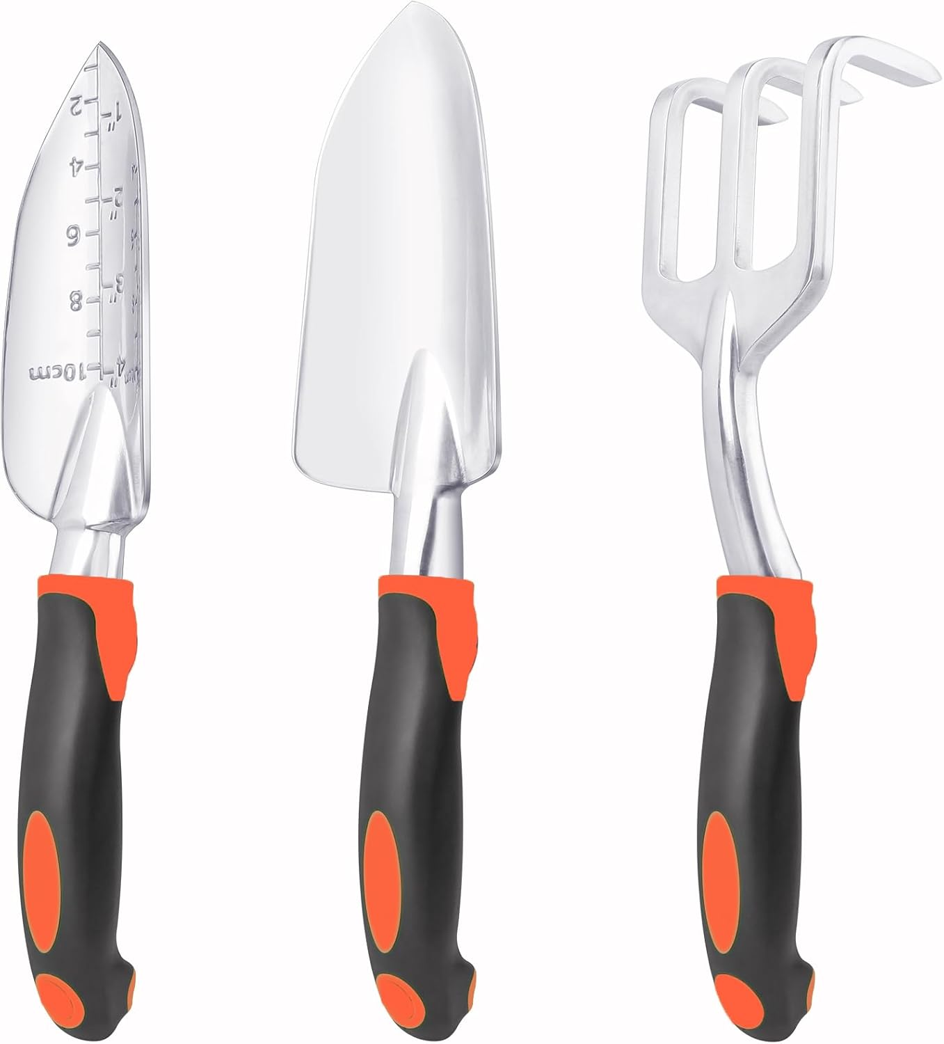Garden Tools Set, 3 Pack Heavy Duty Gardening Tools Set Include Garden Shovel, Transplant Trowel and Hand Rake with Ergonomic Handle, Aluminum Alloy Lawn for