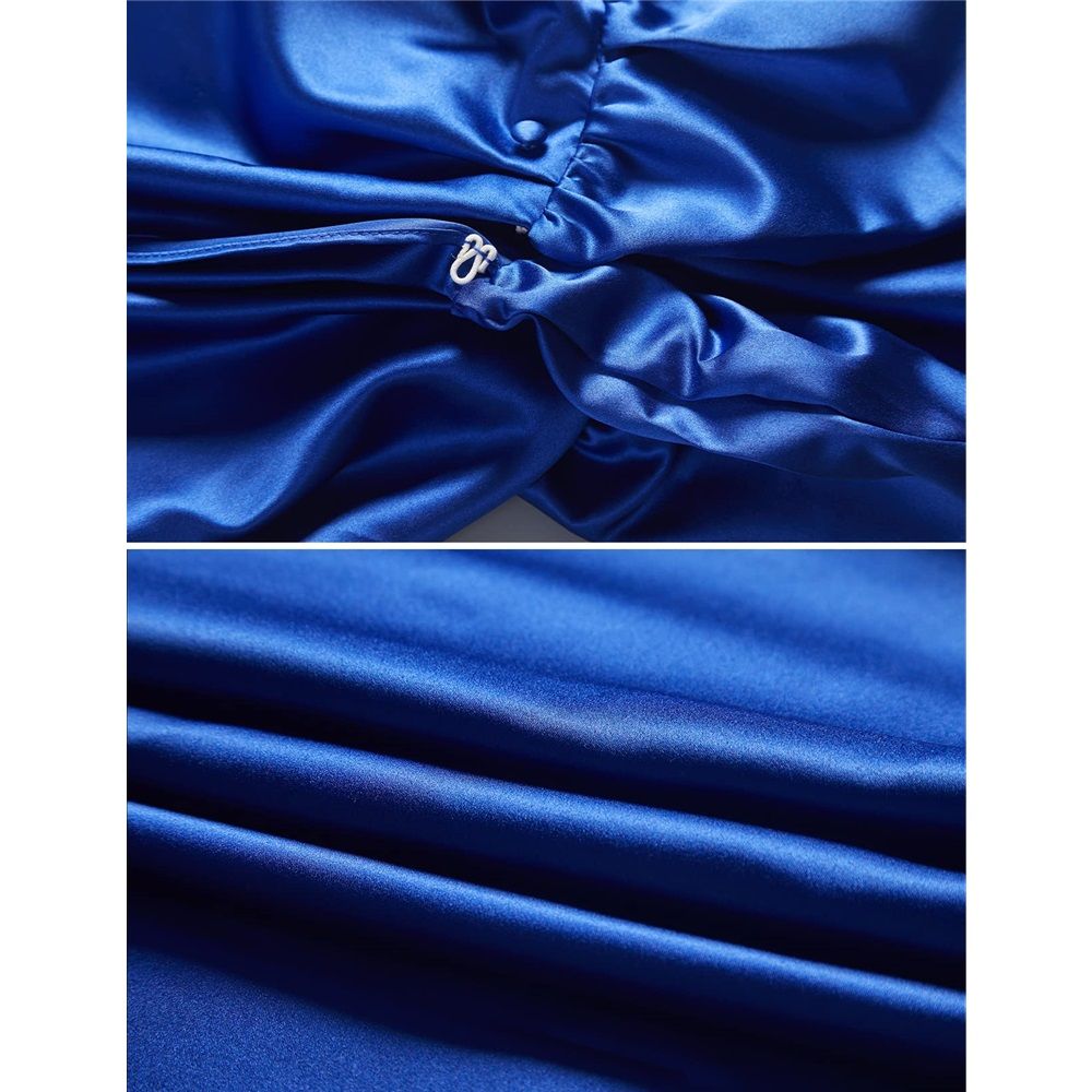 Women's Wedding Hooded Cape Bridal Cloak Poncho Full Length （170）blue Satin Hooded Cape Unisex Halloween Cloak for Devil Witch Wizard Halloween Christmas — image 3