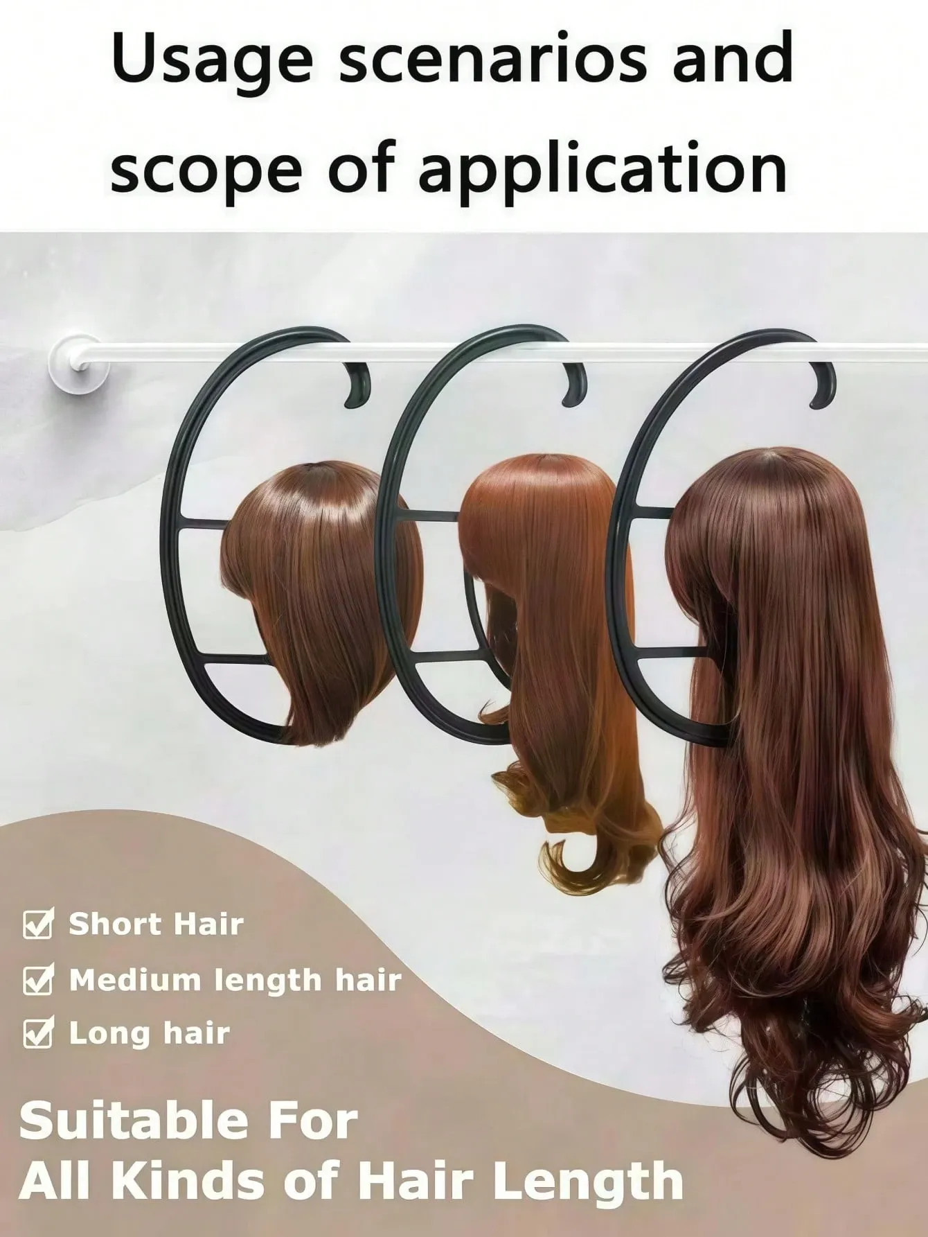 3pc Foldable Wig Stand Durable Wig Display Holder Suitable For Multiple Wigs Portable Travel Wig Stand Applicable For All Wigs Stable Holder For Home Salon Use — image 3