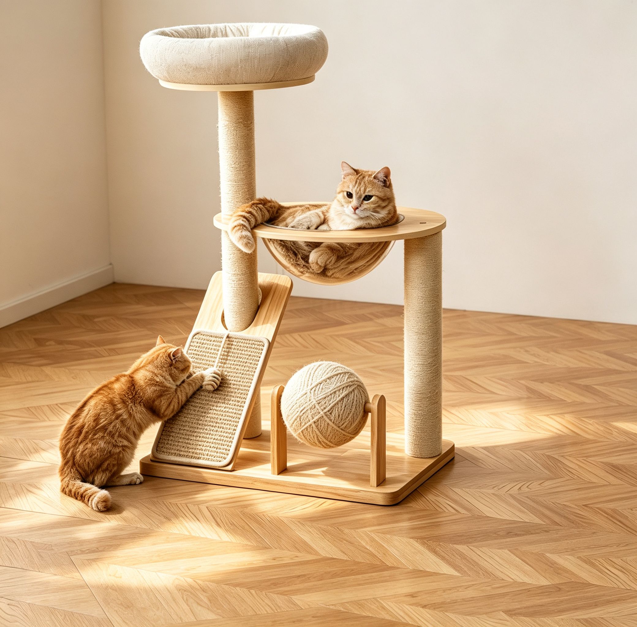 Rubber Wood & Acrylic Cat Tree (Standard) β image 2