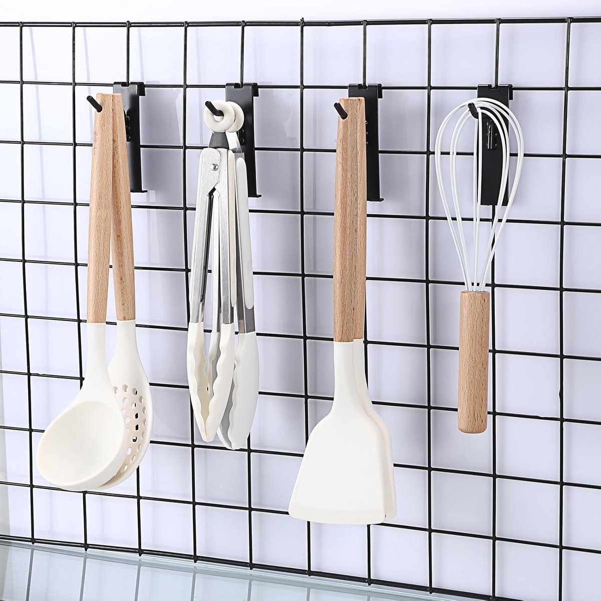 Gridwall Hooks 30 Pieces - 10/15/20cm - Iron - Black - Commercial Quality - Grid Wall Panels Accessory - Garage - Shop - Storage accessories — image 2