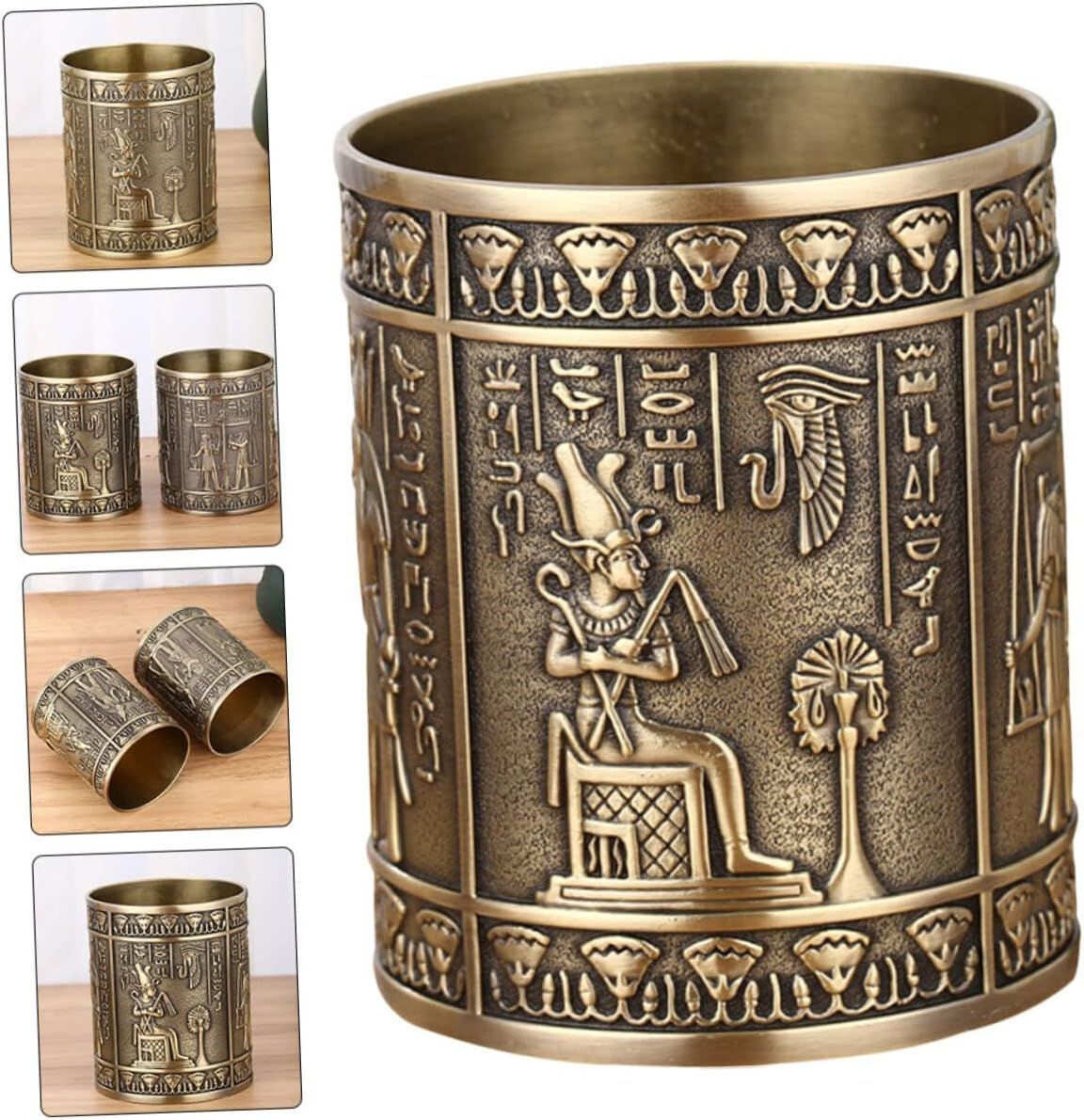 1pc Egyptian Idol Pencil Holder Minimalist Desk Metal Container Desk Pen Holder Desk Cylinder Container Desk Pen Organizers Metal