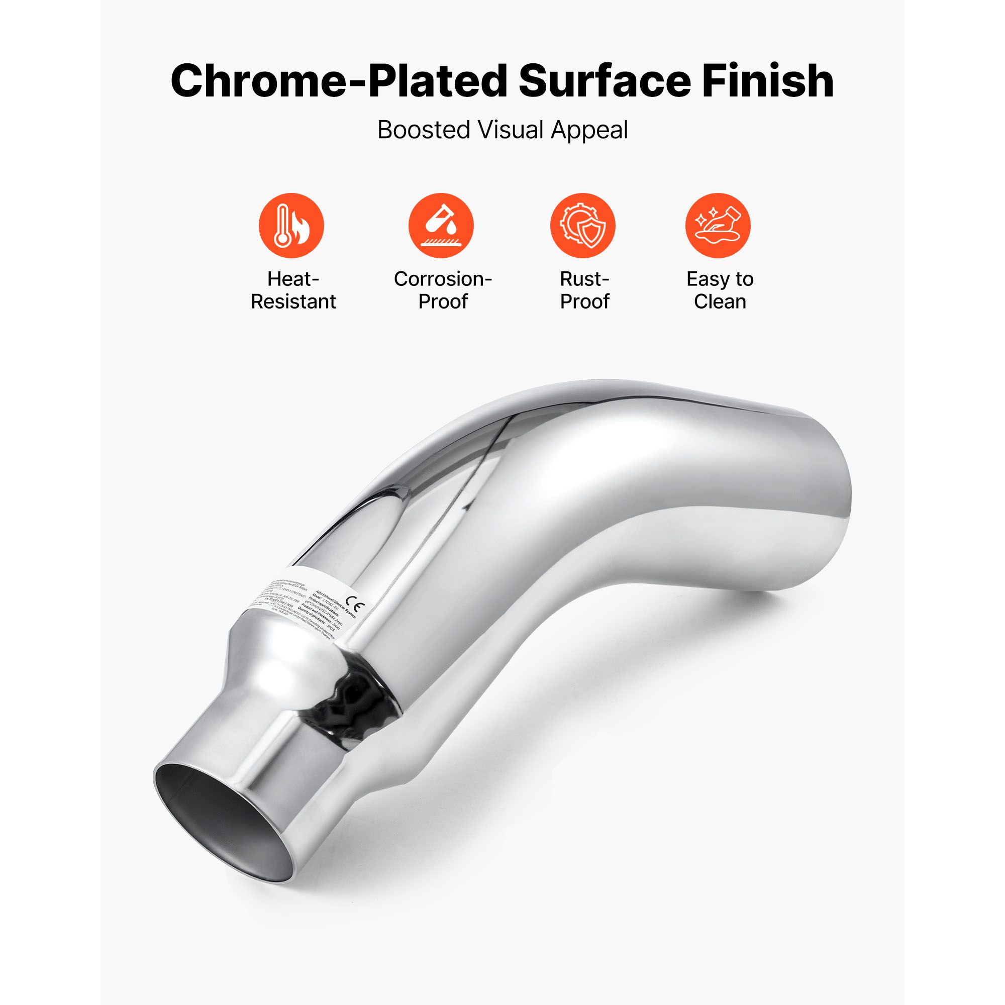 Elbow Exhaust Tip, 101.6mm Inlet, 152.4mm Outlet, 584mm Overall Length, Chrome Turn Down Exhaust Tip with Clamp for Truck/Sedan/Sports Car/SUV, Chrome — image 4