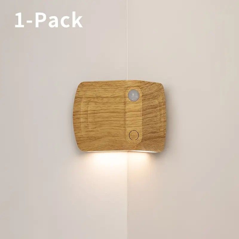 1PCS Magnetic induction corner night light, made of ABS and PVC for lightweight durability, three adjustable color temperatures, 120° motion sensing, USB-C