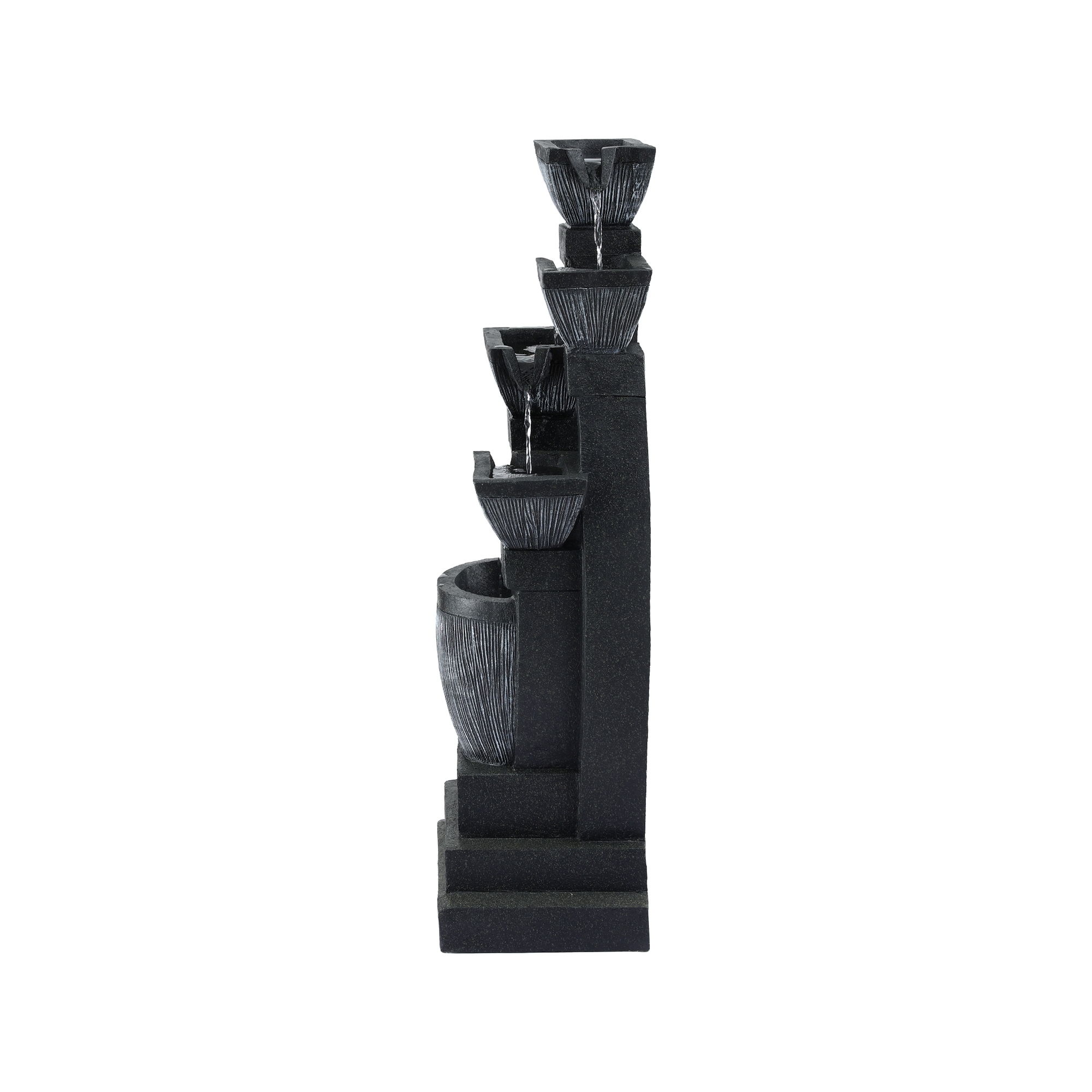 Gardeon Solar Fountain Water Feature Outdoor Fountain Indoor 5-Tier Bowl Cascading Grey โ image 3
