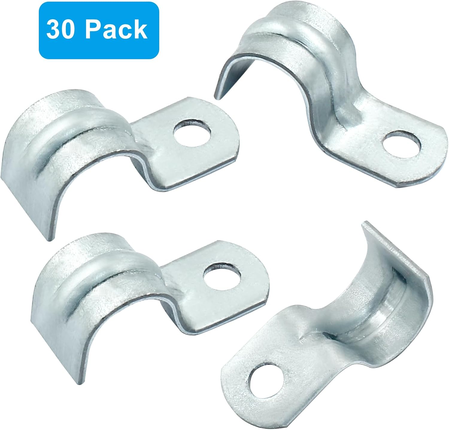 Biaungdo 30 Pcs M12 Rigid Pipe Strap, 1/2 Inch Zinc Plated Steel One Hole Strap Bracket Pipe Clamps Heavy Duty Conduit Clamps Tension Tube Clip Cable Clamp โ image 5