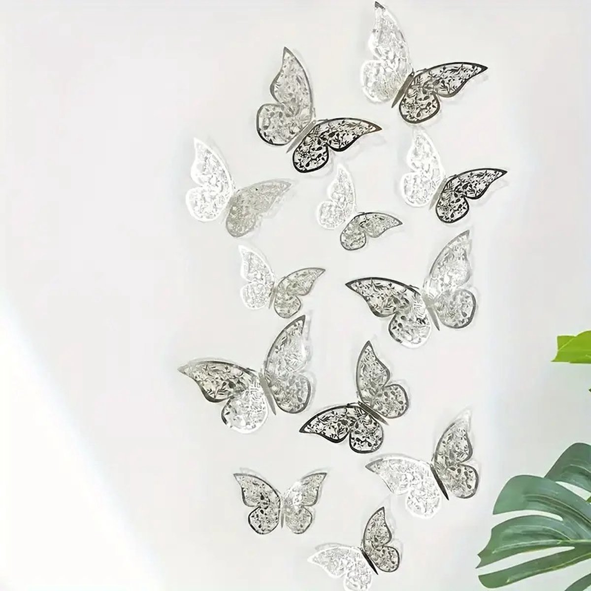 3D Wall Decoration Butterflies 12 Pieces | Wall Butterflies | Butterfly Wall Stickers | Solid Wall Stickers | Silver — image 4