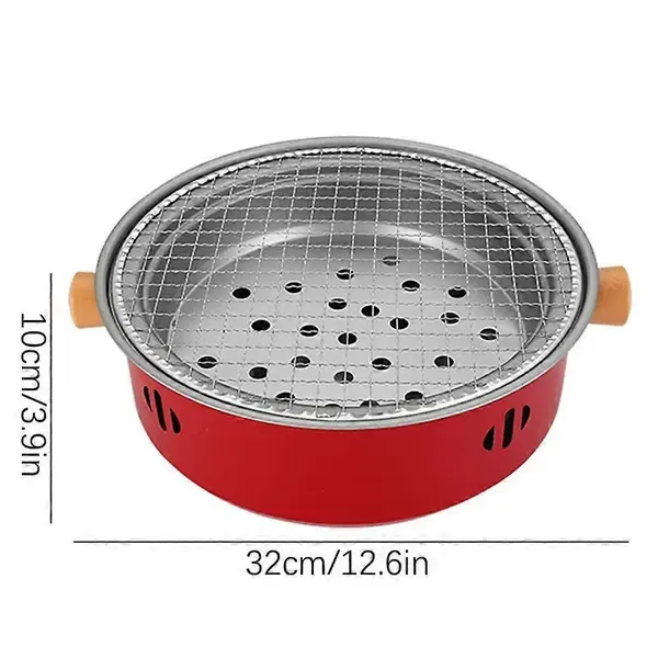 1 Piece Portable Charcoal Grill, Tabletop Iron BBQ with Removable Grate for Indoor Camping, Home Barbecues and Parties, Red — image 5