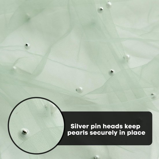 Light Green Table Veil with White Pearls - Silky Gauze 30 × 120 Inches - For Weddings, Parties & Table Decorations — image 4