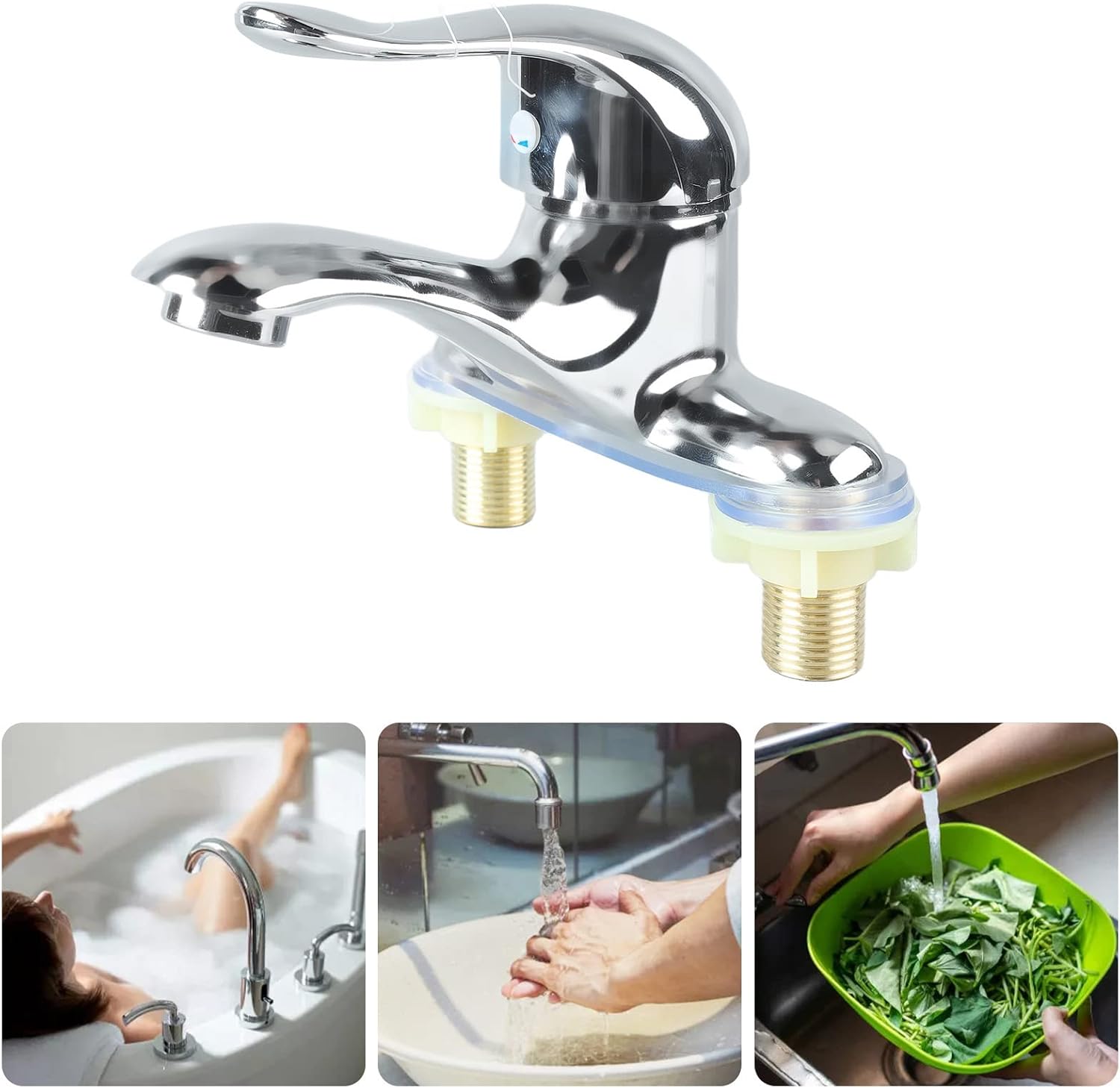 Modern Bathroom Sink Faucet, Zinc Alloy, Chrome Finish, 2 Hole, Single Handle, Easy Install, Suitable for Home & Hotel โ image 5