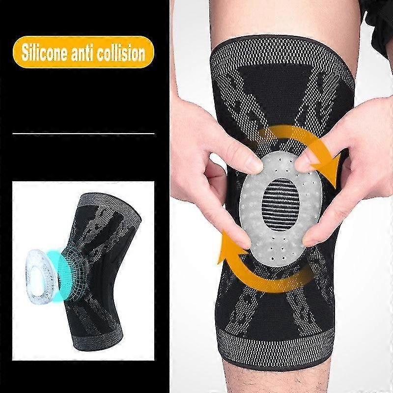 Patella Knee Support Brace with Silicone Support Anti-Slip Sports Knee Sleeve for Basketball Running Cycling Gym 2XL โ image 4