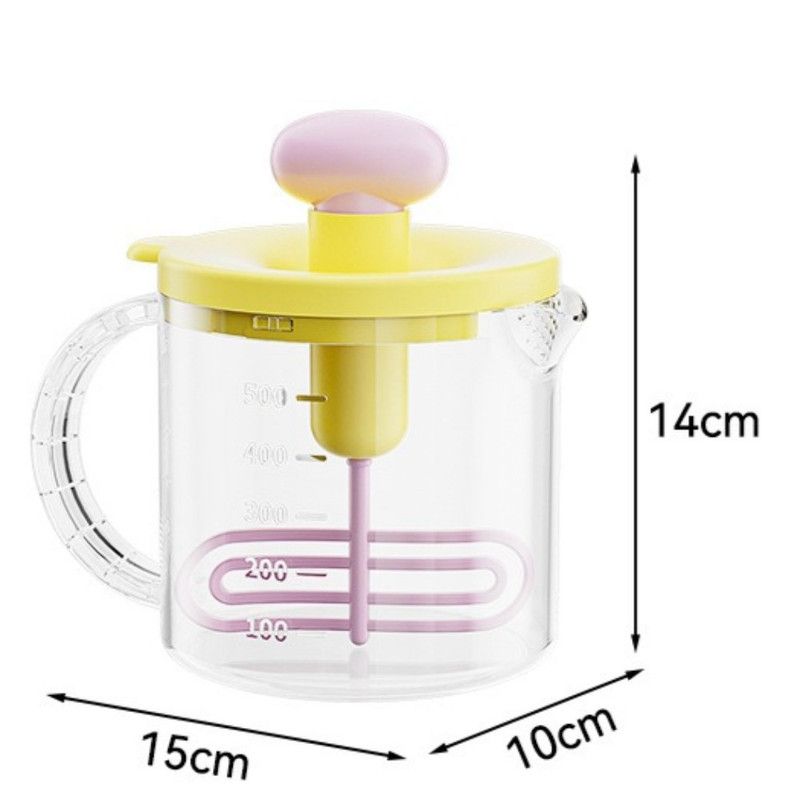 Semi-Auto Press Egg Beater Cup, Large-Capacity Measuring Manual Whisk for Cream & Egg Mixing—Red — image 5