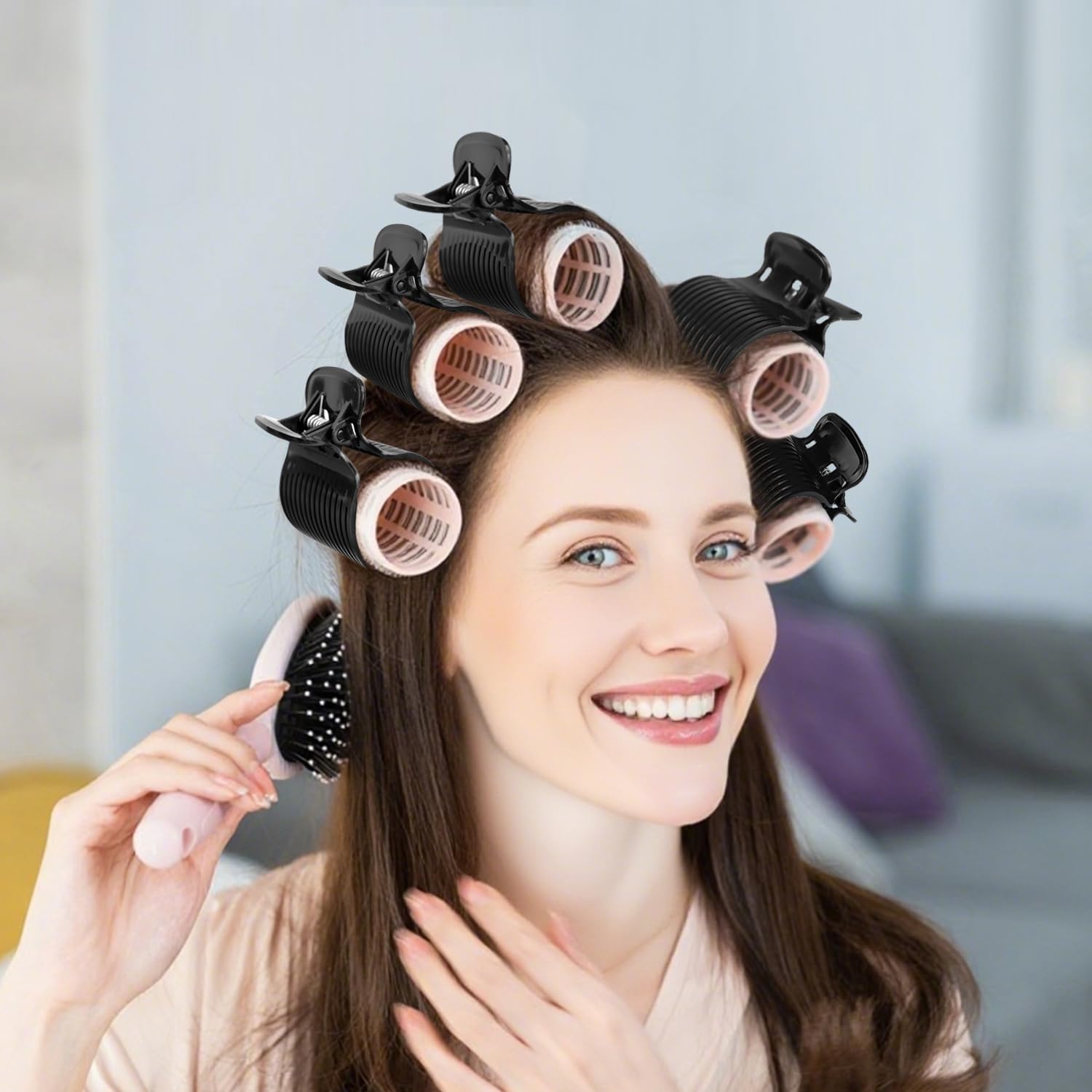 20 Pcs Hot Roller Clips for Hair, Curler Claw Clip for Women Hair Section Styling (Black, 2inch) — image 4