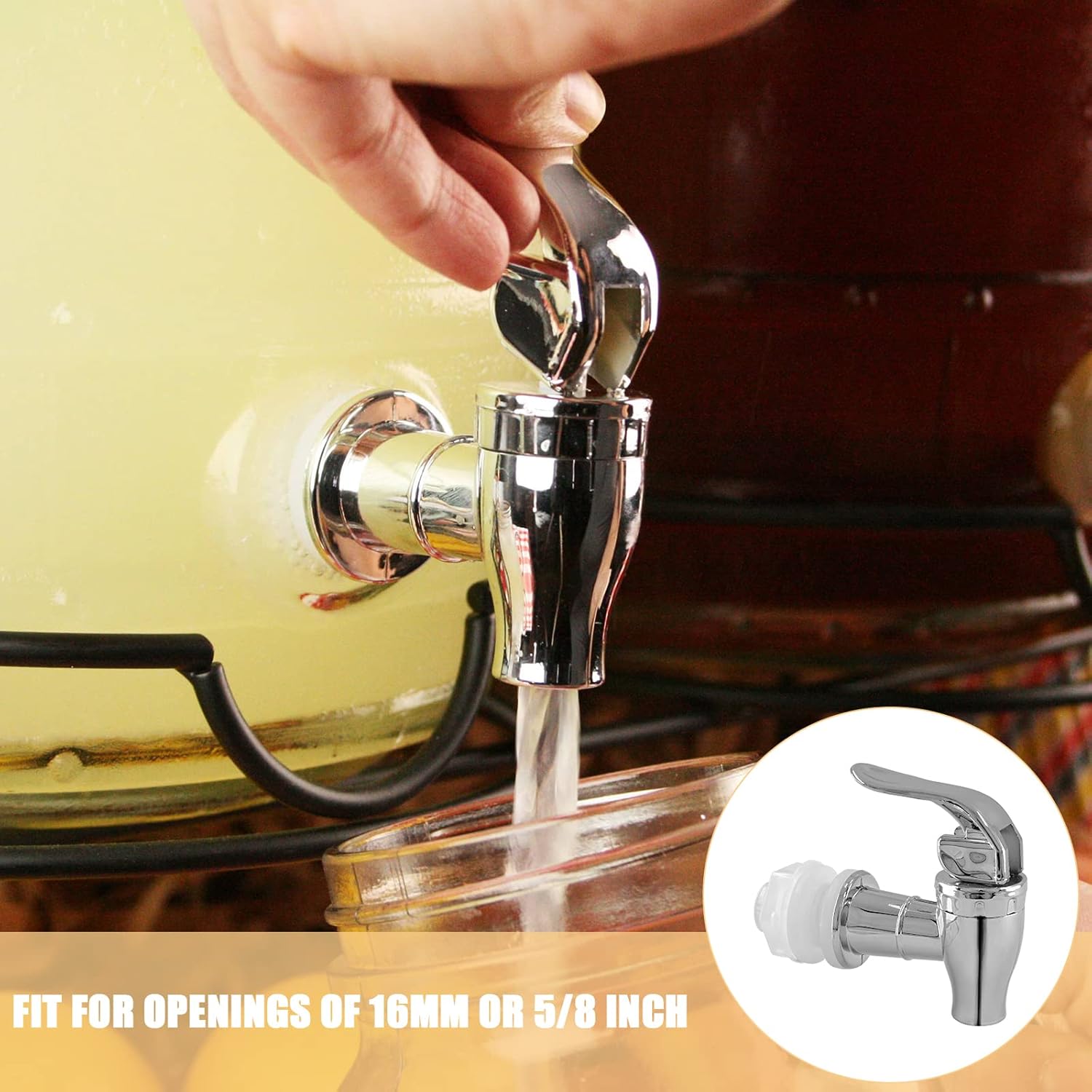 Biaungdo 2 Pcs Replacement Spigot for Beverage Dispenser, Silver Push Style Beverage Dispenser Carafe Spigot Water Dispenser Replacement Spout Faucet — image 5