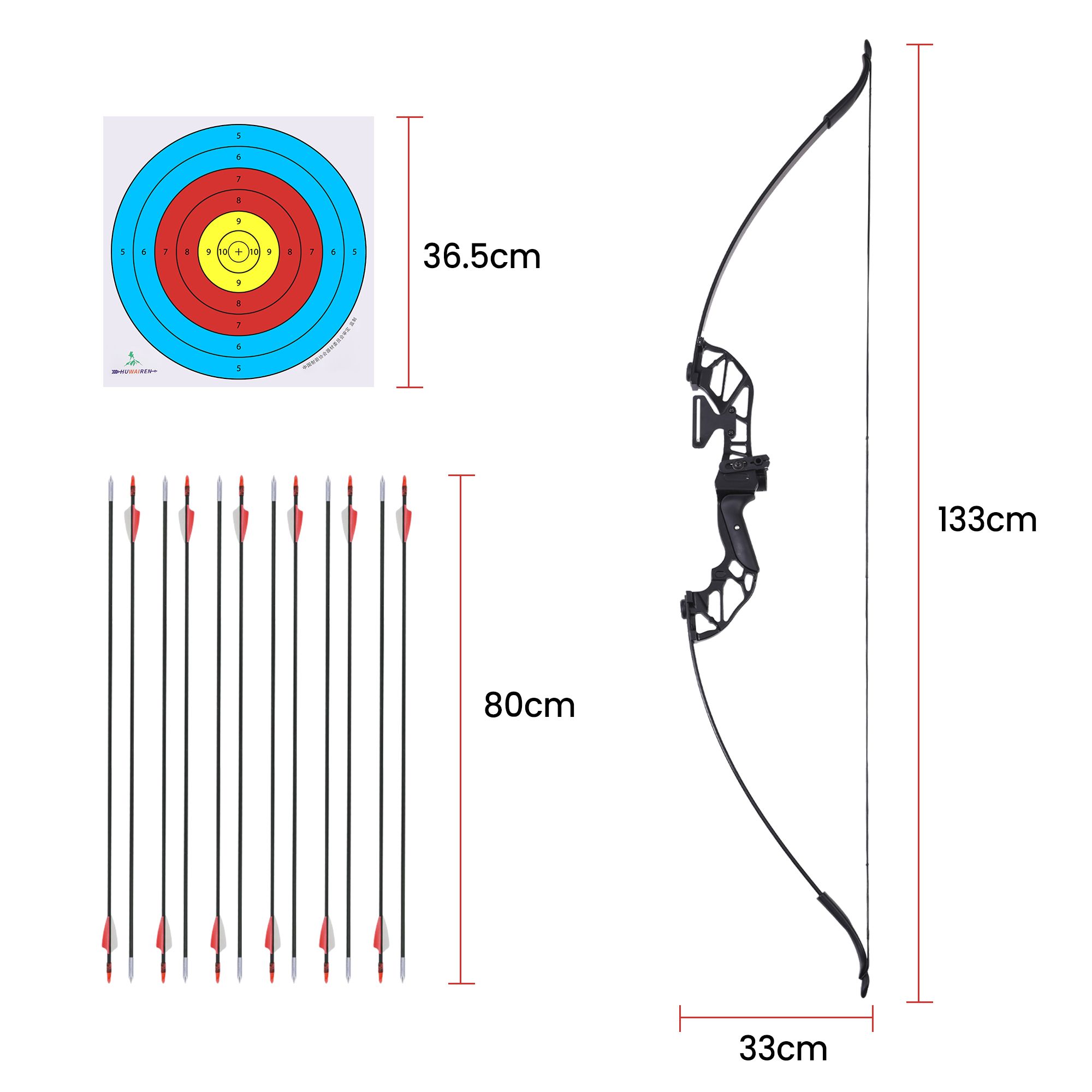Everfit 55lbs Bow Arrow Set Recurve Takedown Archery Hunting for Beginner Red โ image 2