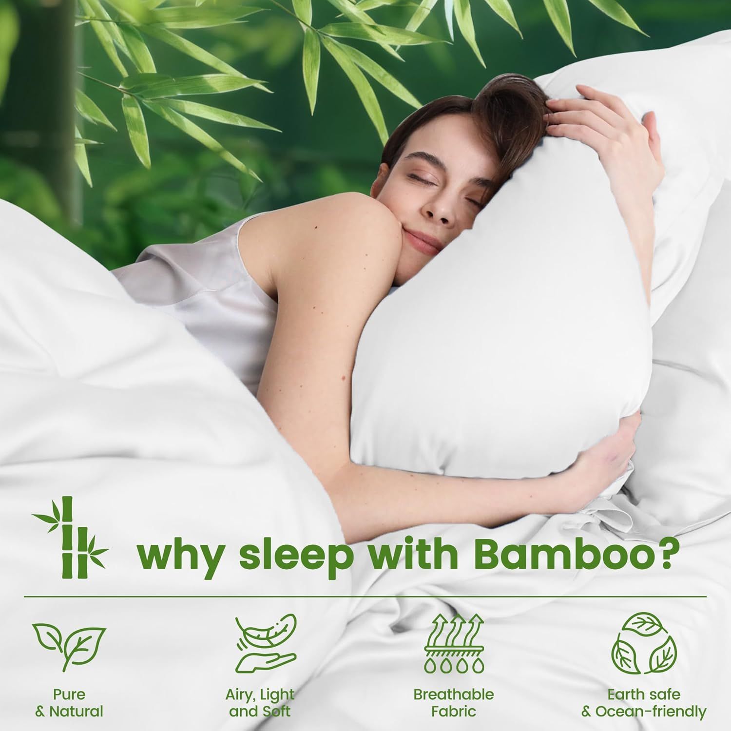 Hotel Breathable Bamboo Fitted Sheet & Pillowcase-3 Piece-Ultra Soft 2000TC Breathable Fitted Bed Sheets Set with 37 Centimetre Deep Pocket-Cooling Sheets for — image 3
