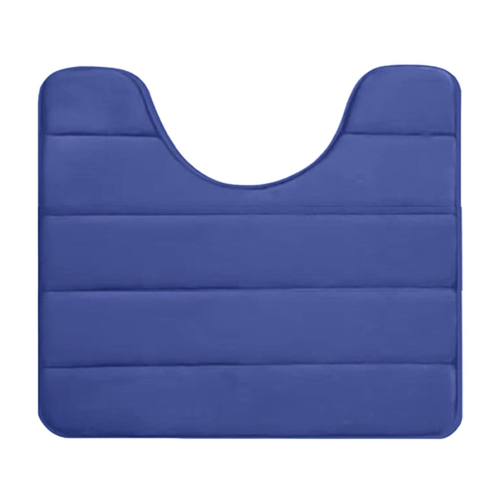 Memory Foam Toilet Rug, Non-Slip Bathroom Rugs, Toilet Rugs U Shaped Washable, Commode Contour Rug, Soft Comfortable Super Water Absorption #1_Blue — image 2