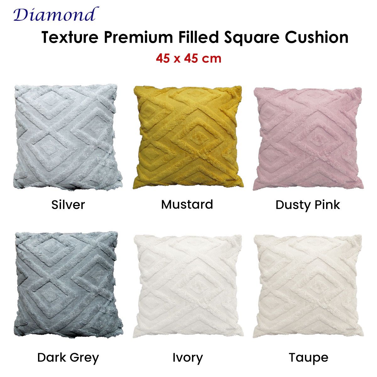 Diamond Texture Filled Cushion Square - 45cm x 45cm Dusty Pink — image 2